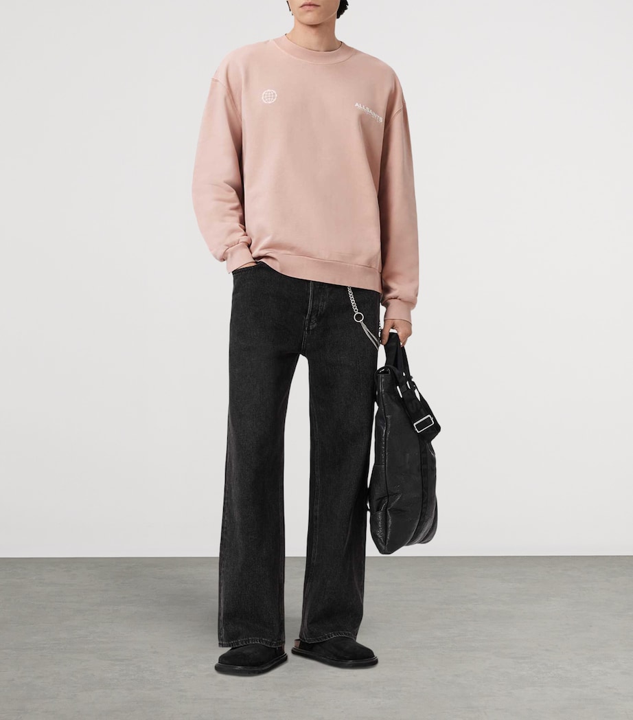 AllSaints Mens Organic Cotton Emblem Sweatshirt Sunbaked Pink Image 7