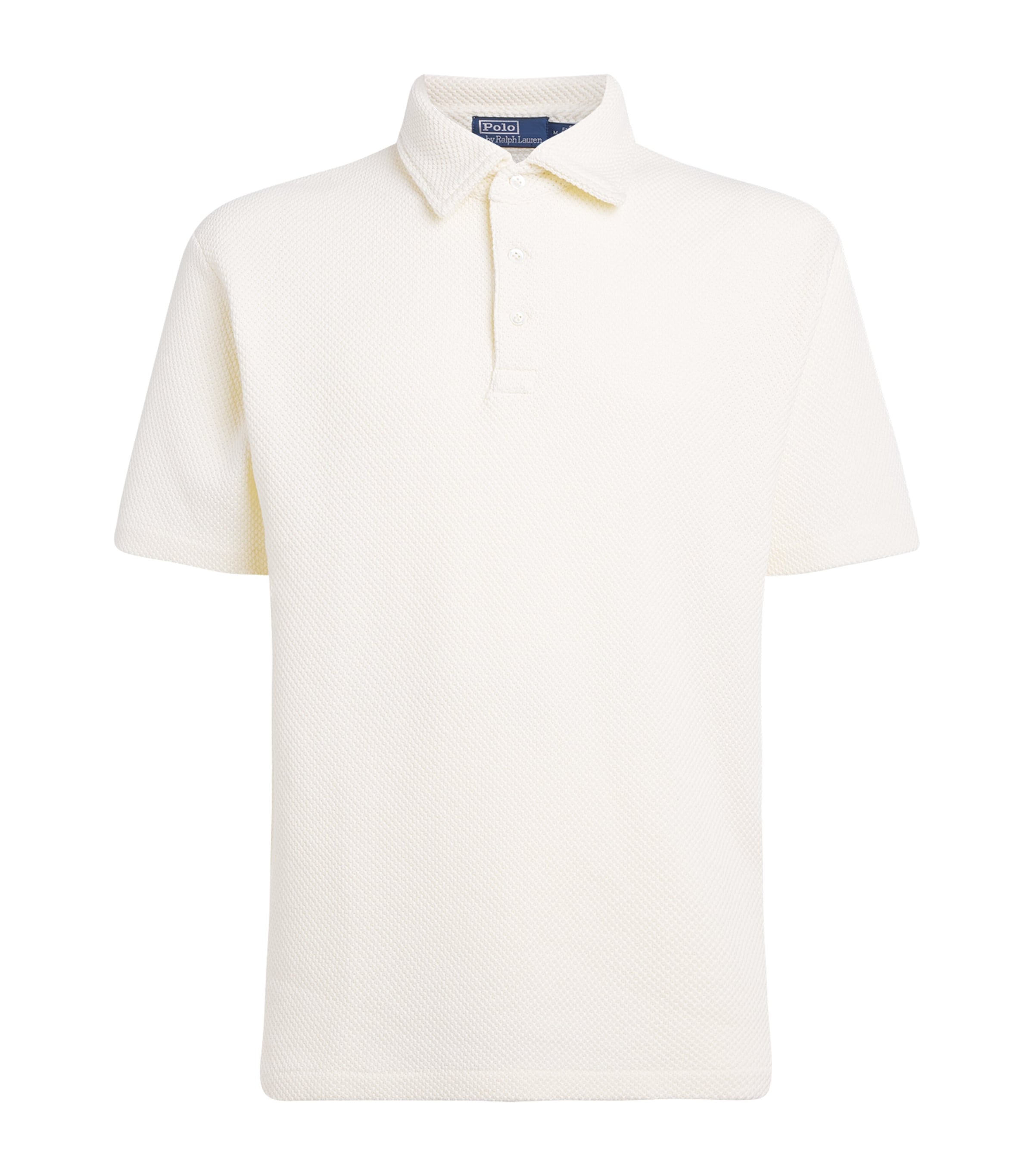 Polo Ralph Lauren Mens Piqué Textured Polo Shirt Pale Cream Image 1