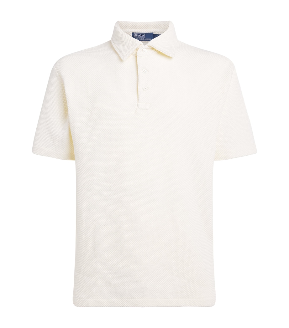 Polo Ralph Lauren Mens Piqué Textured Polo Shirt Pale Cream Image 1
