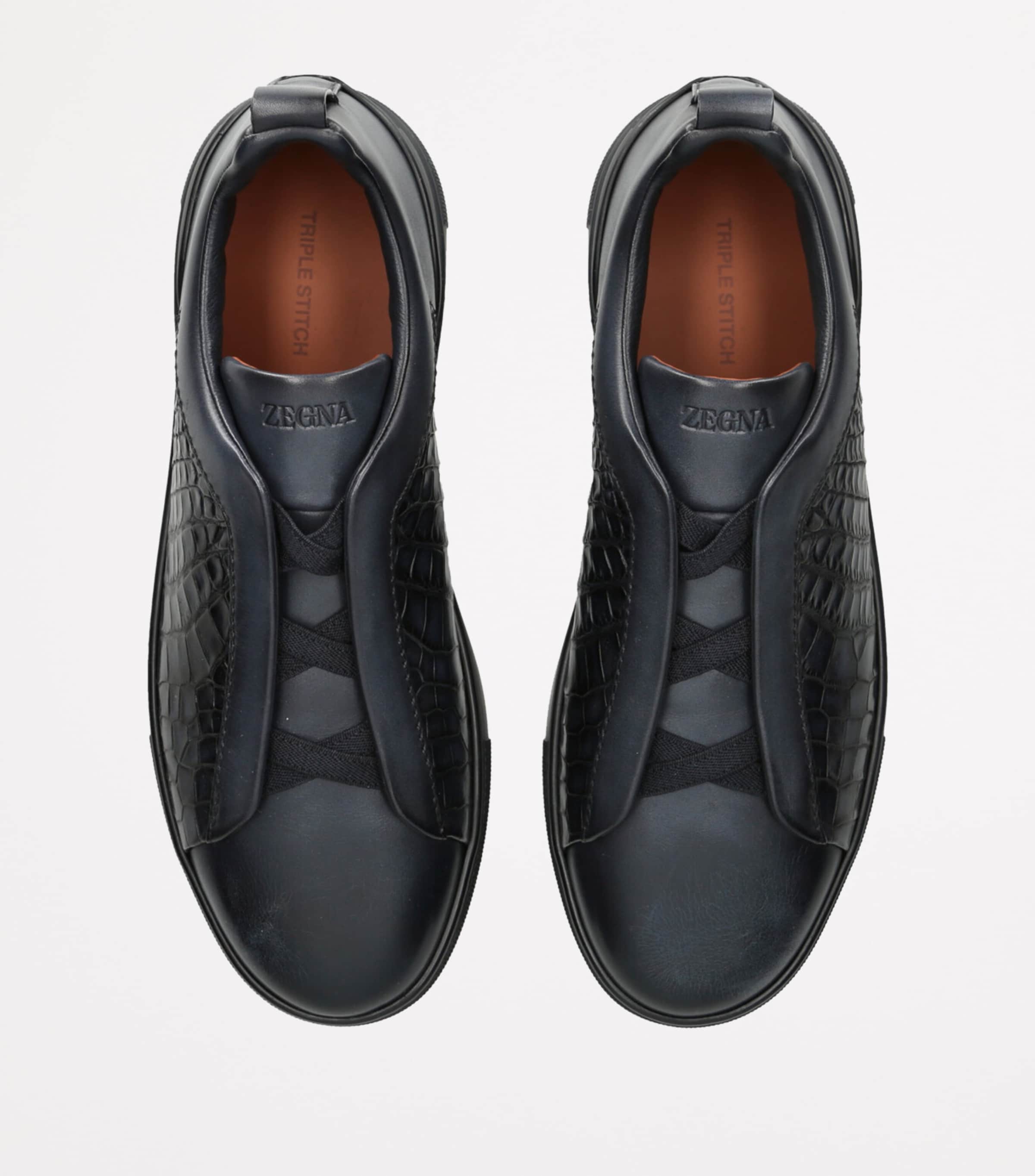 Crocodile-Panel Triple Stitch Sneakers BLUE/DARK Image 4