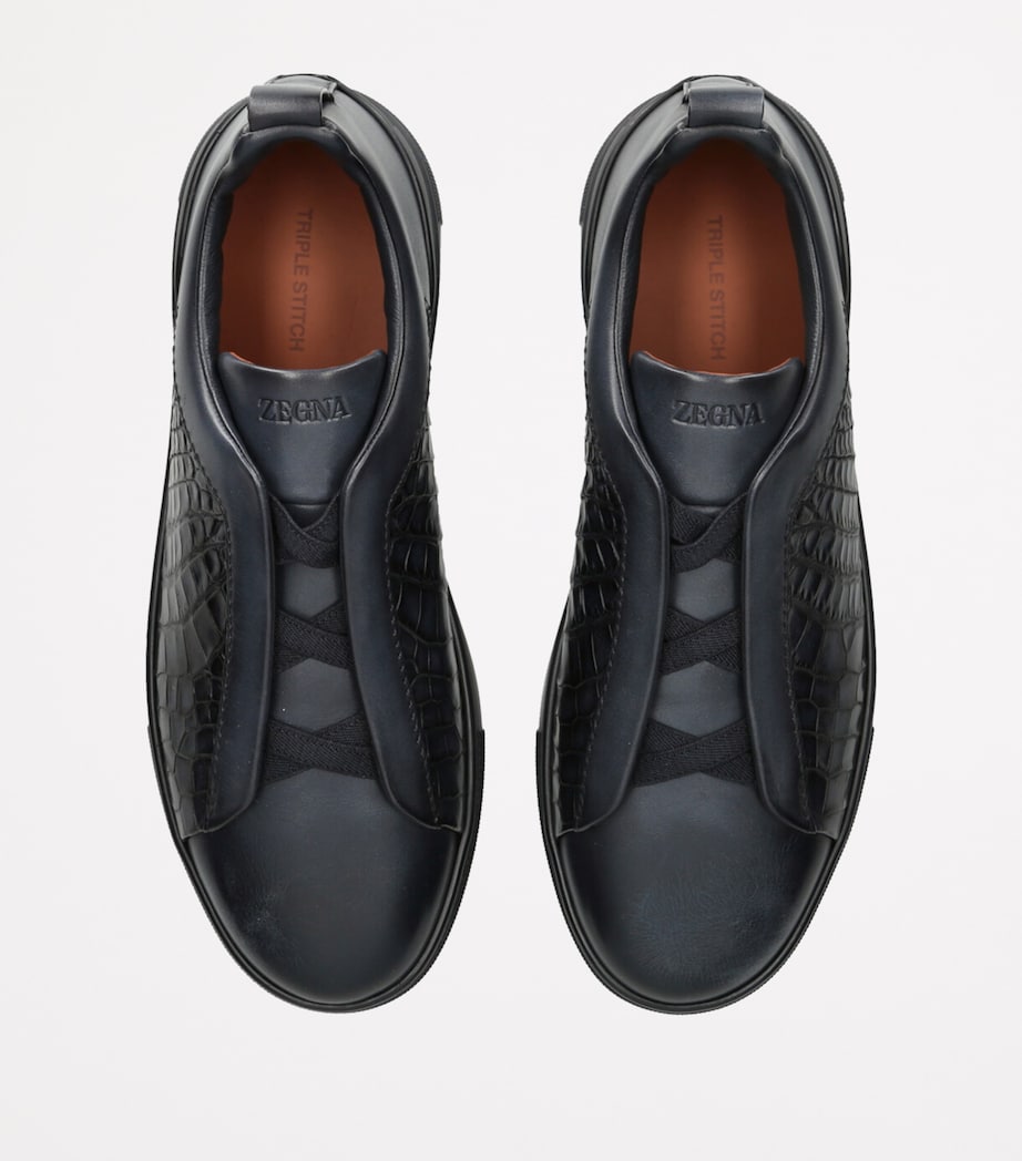 Crocodile-Panel Triple Stitch Sneakers BLUE/DARK Image 4