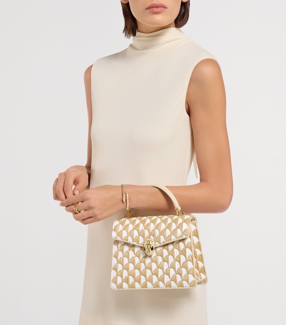 Bvlgari Medium Raffia Serpenti Forever Top-Handle Bag Beige Medium Image 2