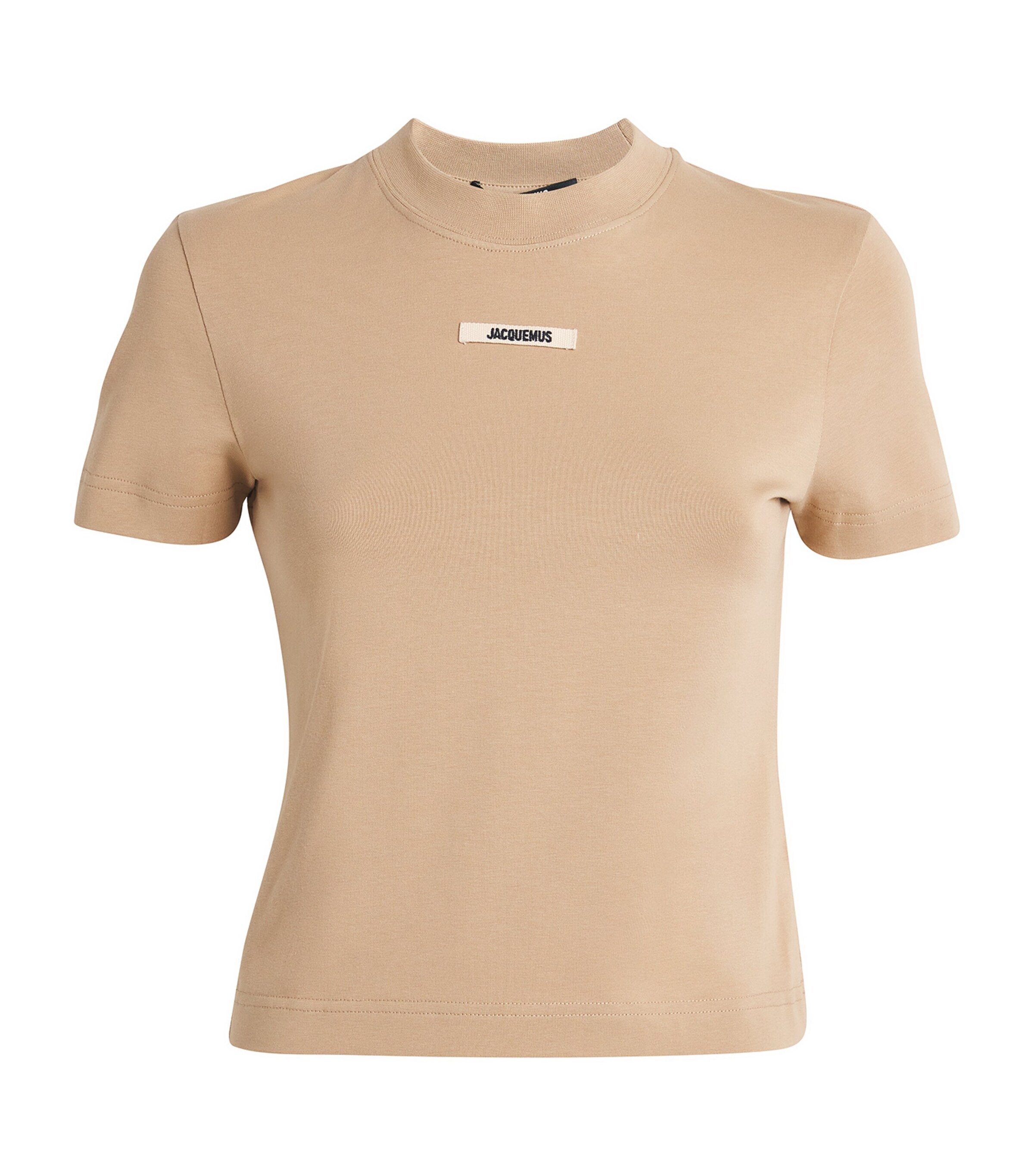 Jacquemus Stretch-cotton Grosgrain Logo T-shirt In Beige