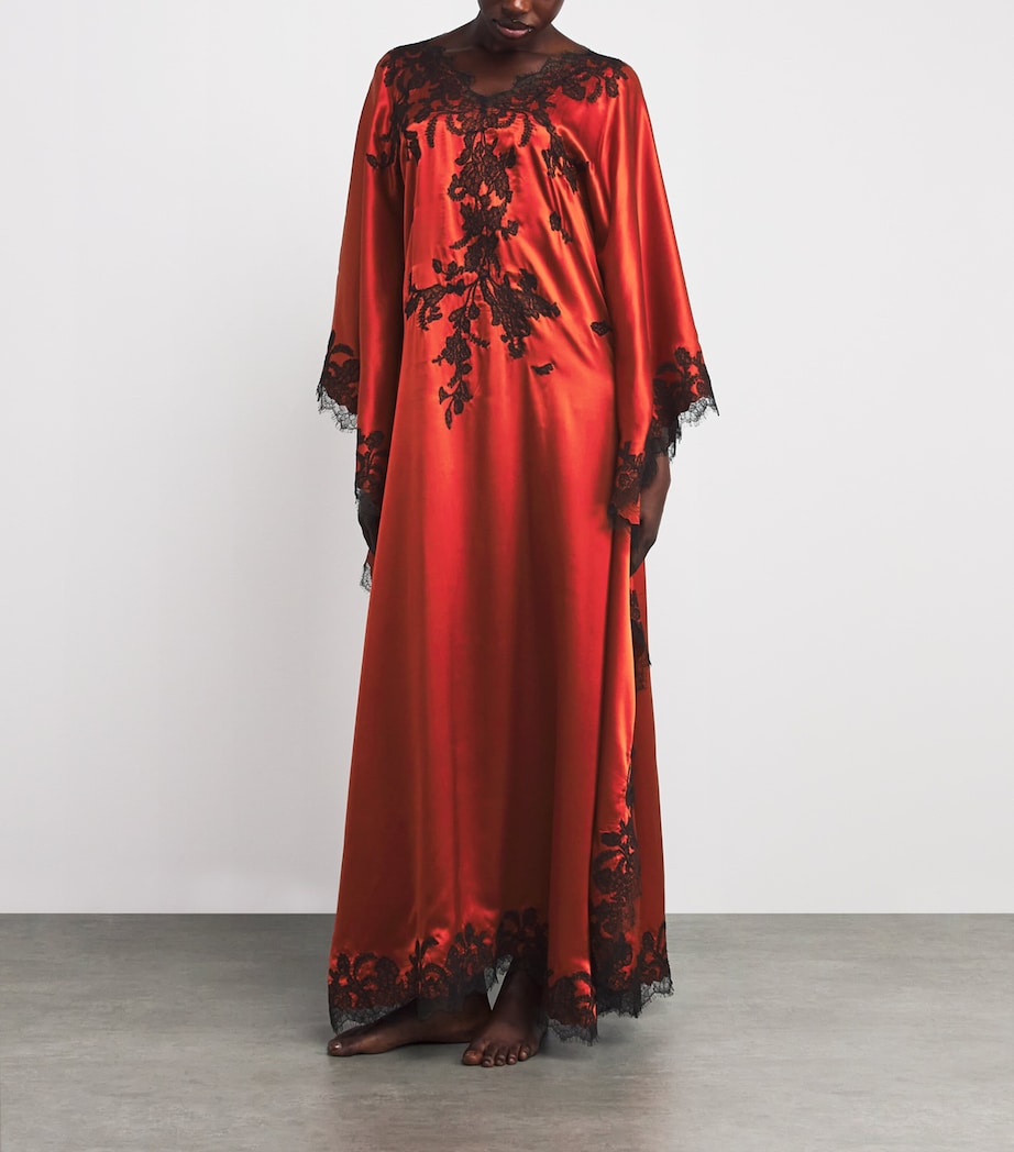 Silk Lace Tokoni Kaftan Nightdress SPICE/BLACK Image 2