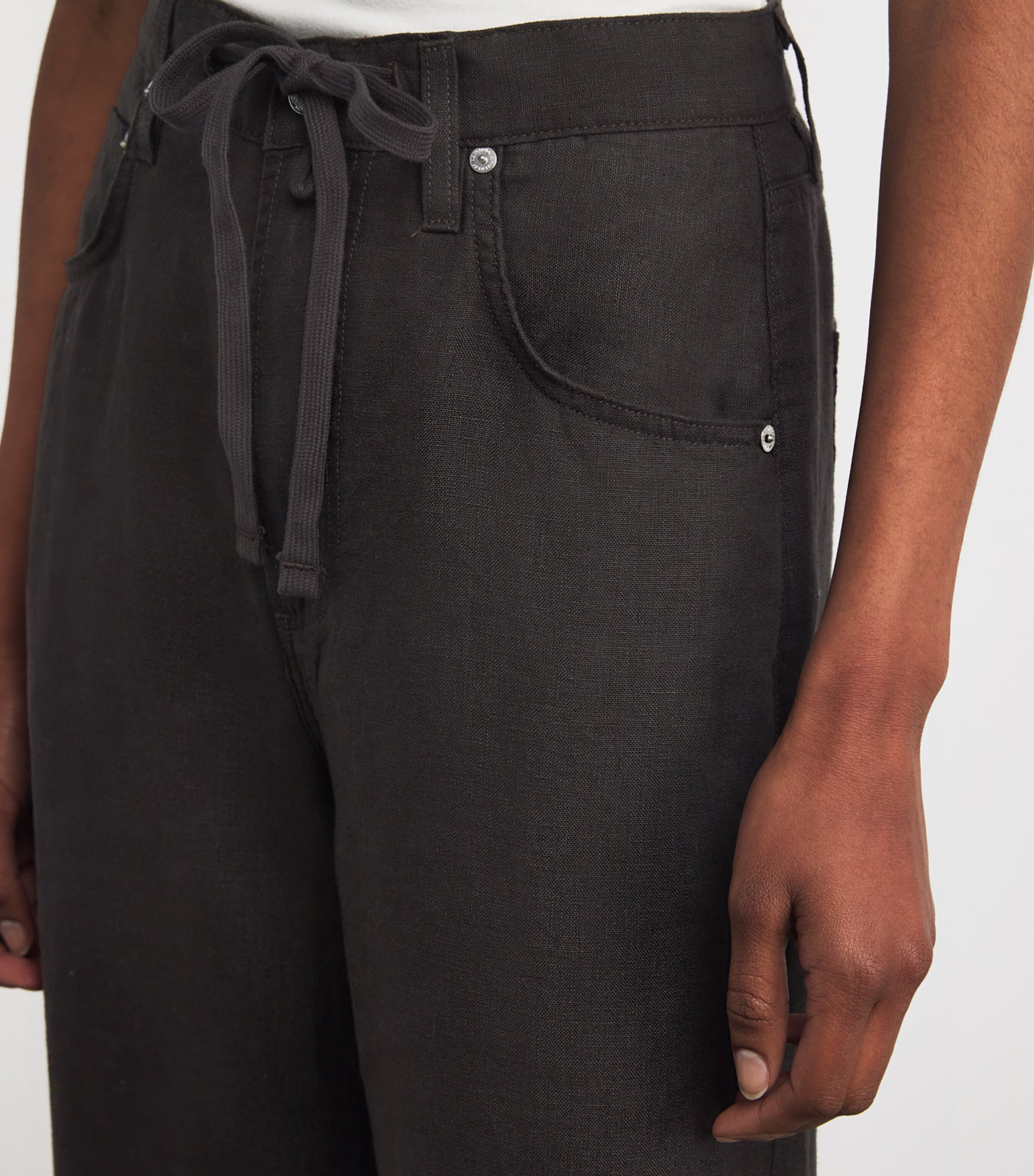 Citizens of Humanity Womens Linen Brynn Trousers Chocolate Image 6