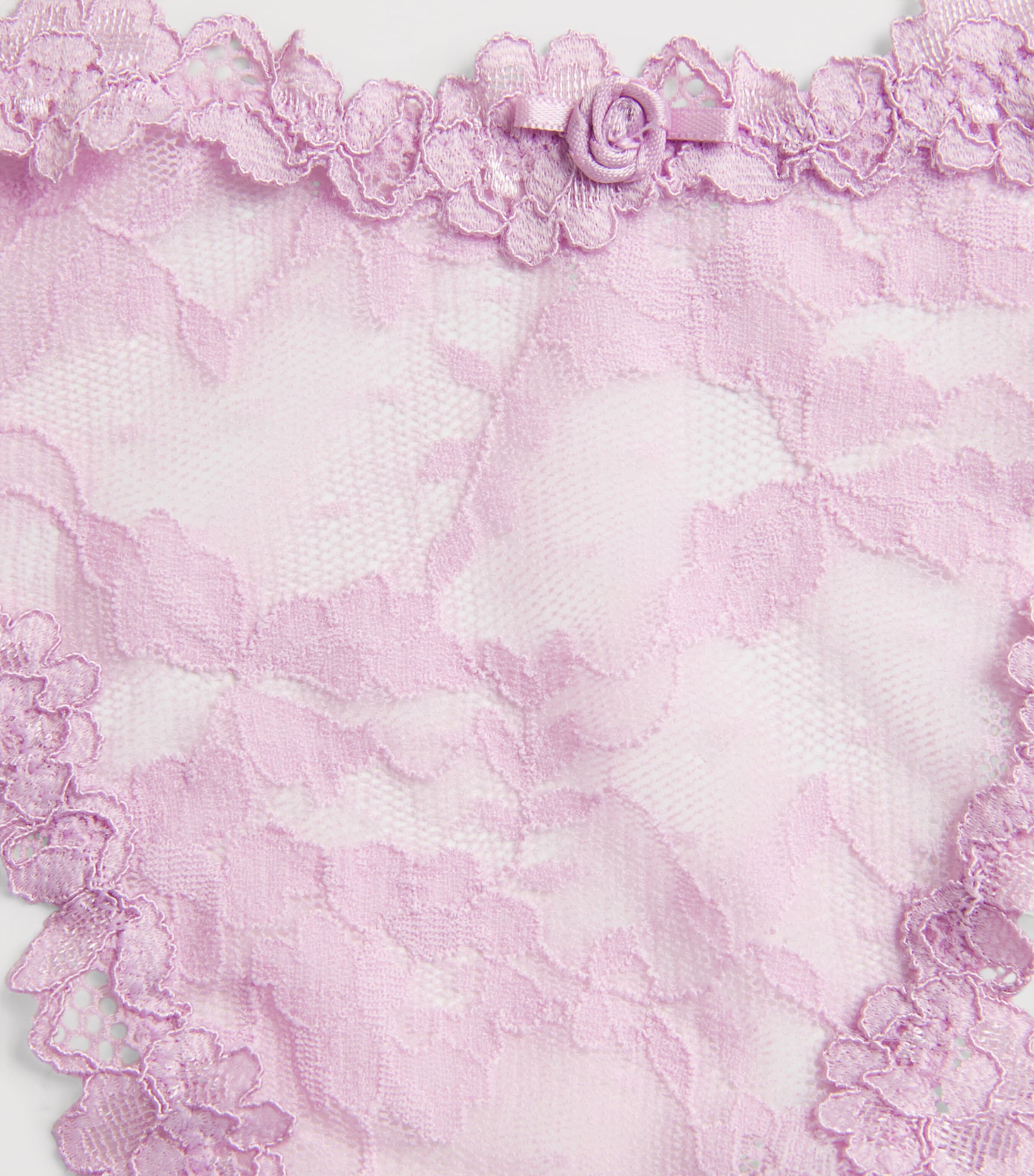 Stretch Lace Dipped Thong BABY PINK Image 4
