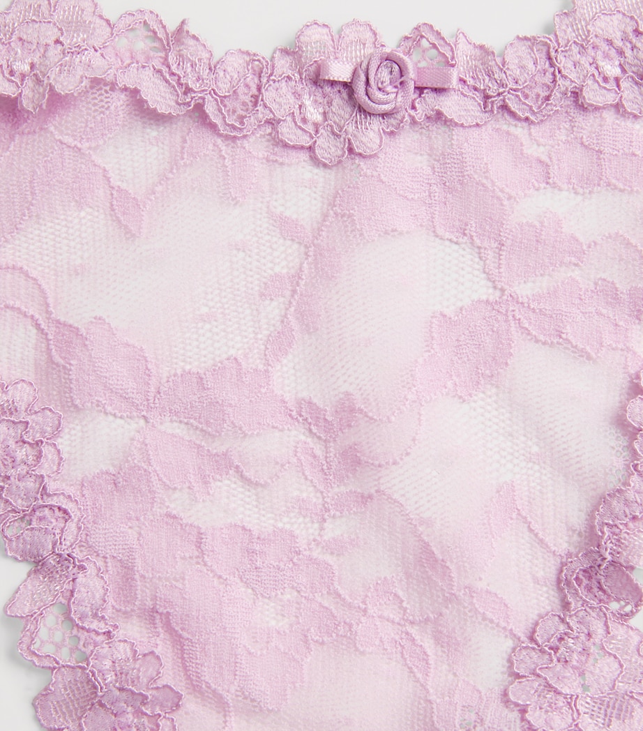 Stretch Lace Dipped Thong BABY PINK Image 4