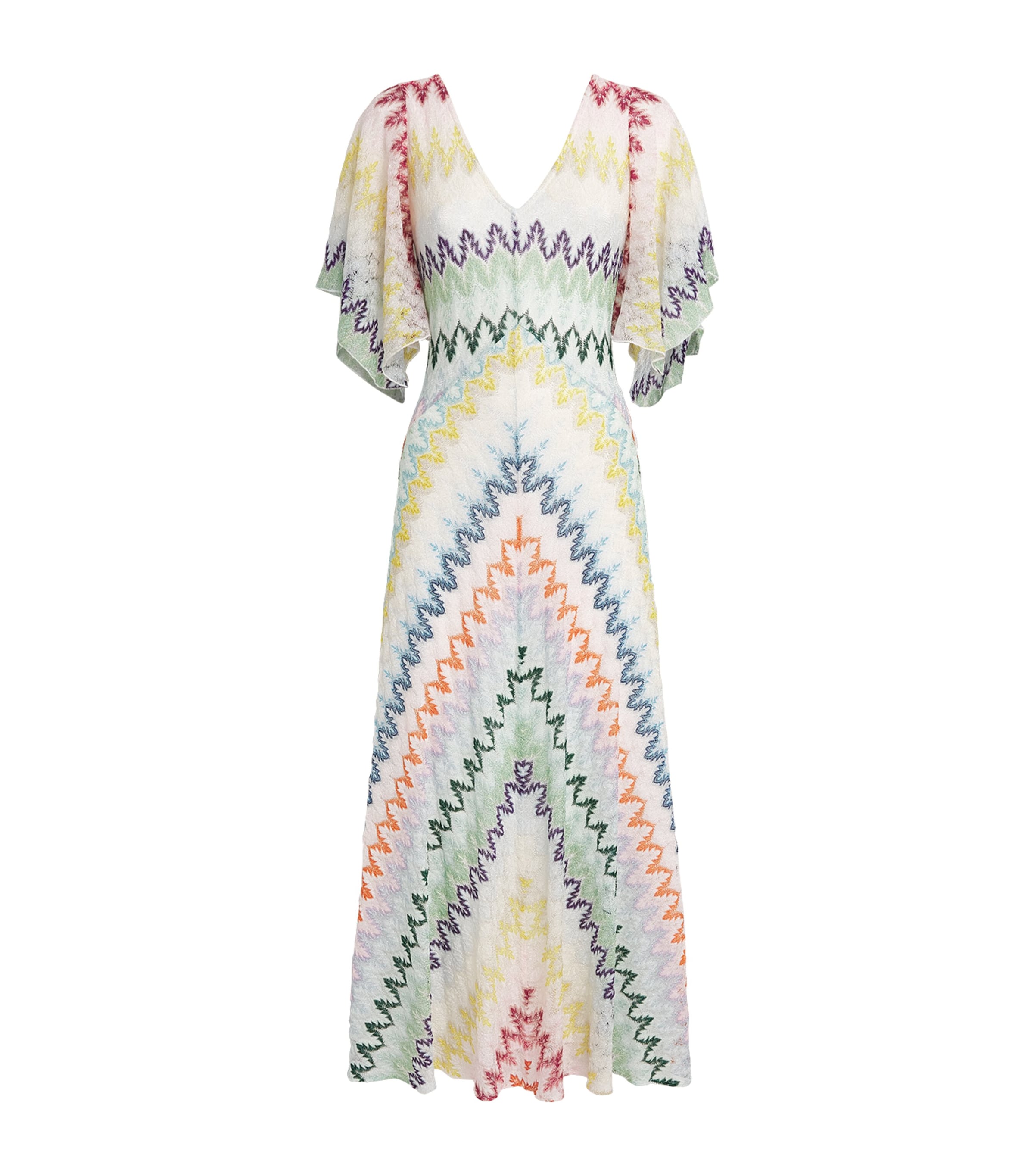 Missoni Womens Short-Sleeve Zigzag Midi Dress Mlti/white Bse Image 1