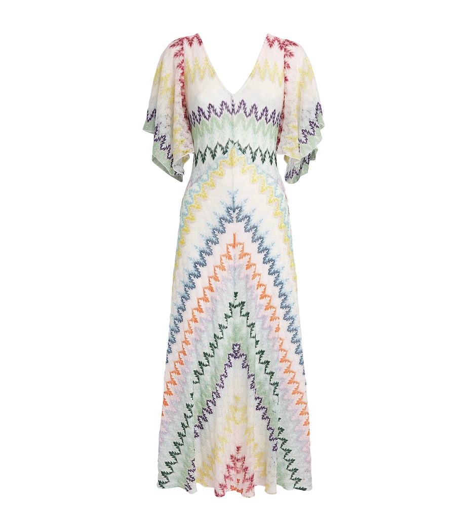 Missoni Womens Short-Sleeve Zigzag Midi Dress Mlti/white Bse Image 1