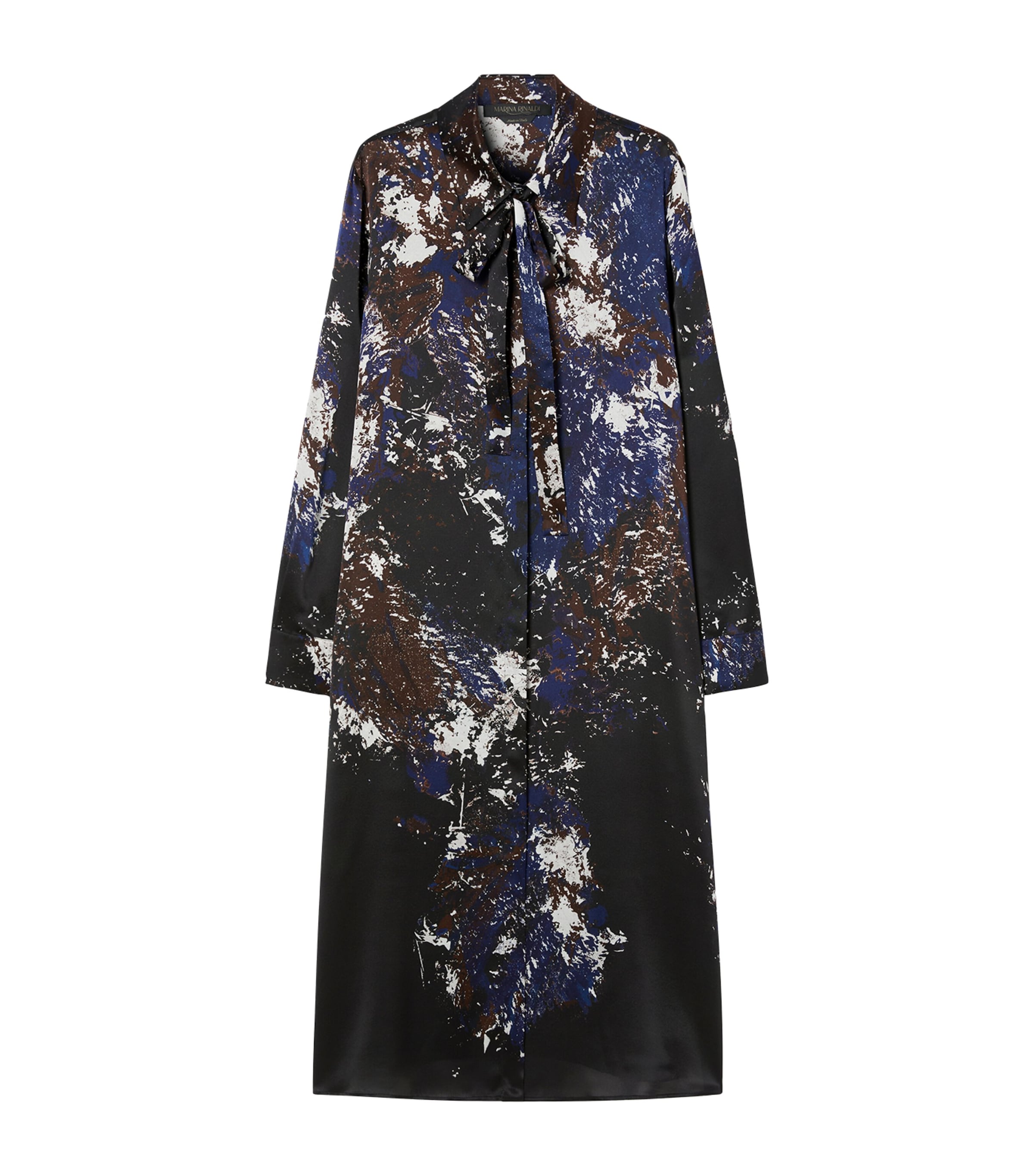 Silk Danila Shirt Midi Dress BLUE/BLACK Image 1