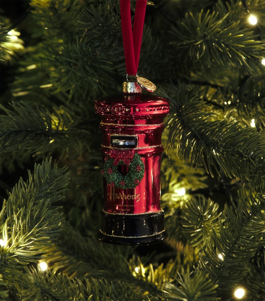 Harrods Wreath Post Box Tree Decoration Red Image 3