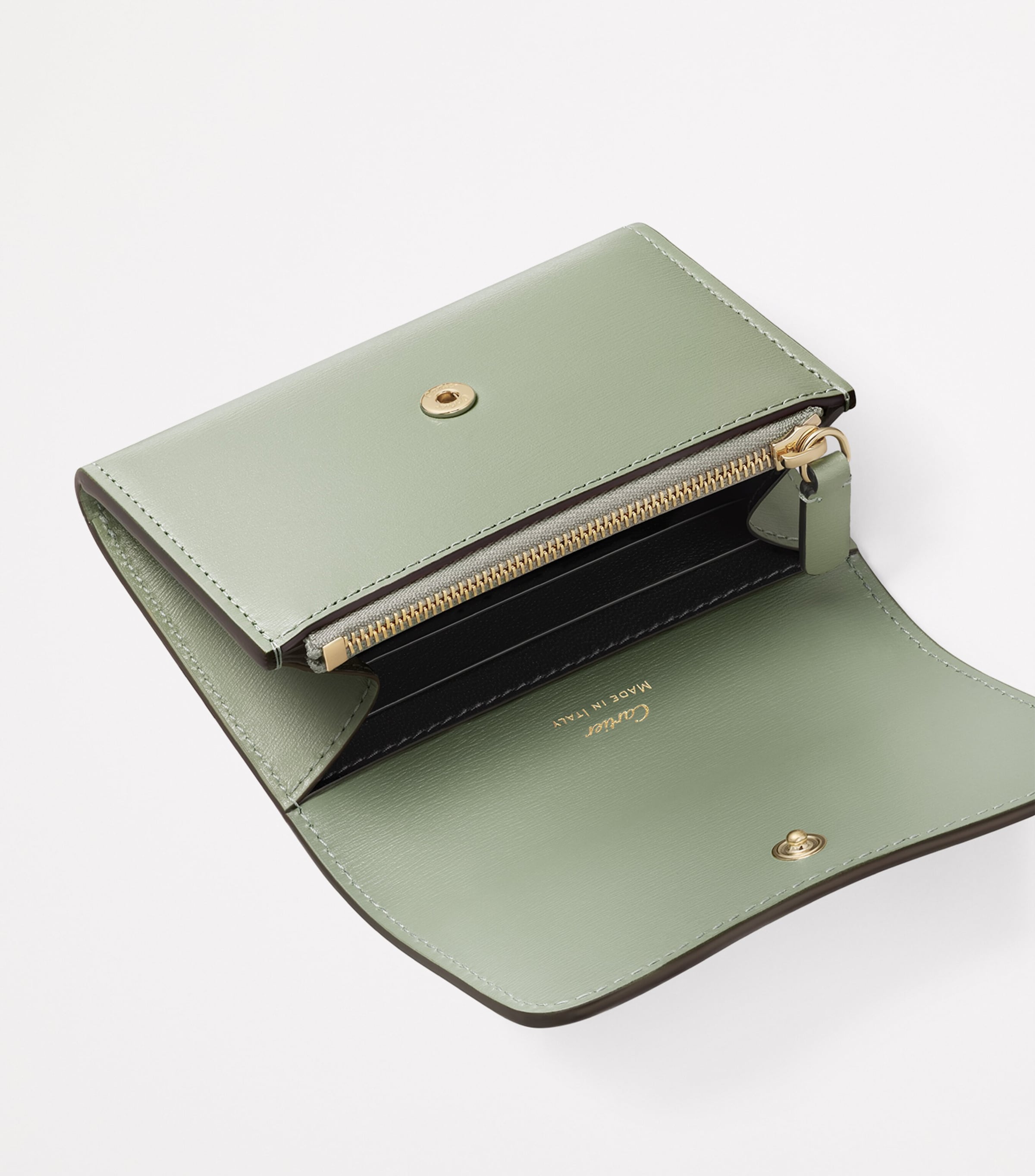 Calfskin Panthère de Cartier Mini Wallet SAGE GREEN Image 2