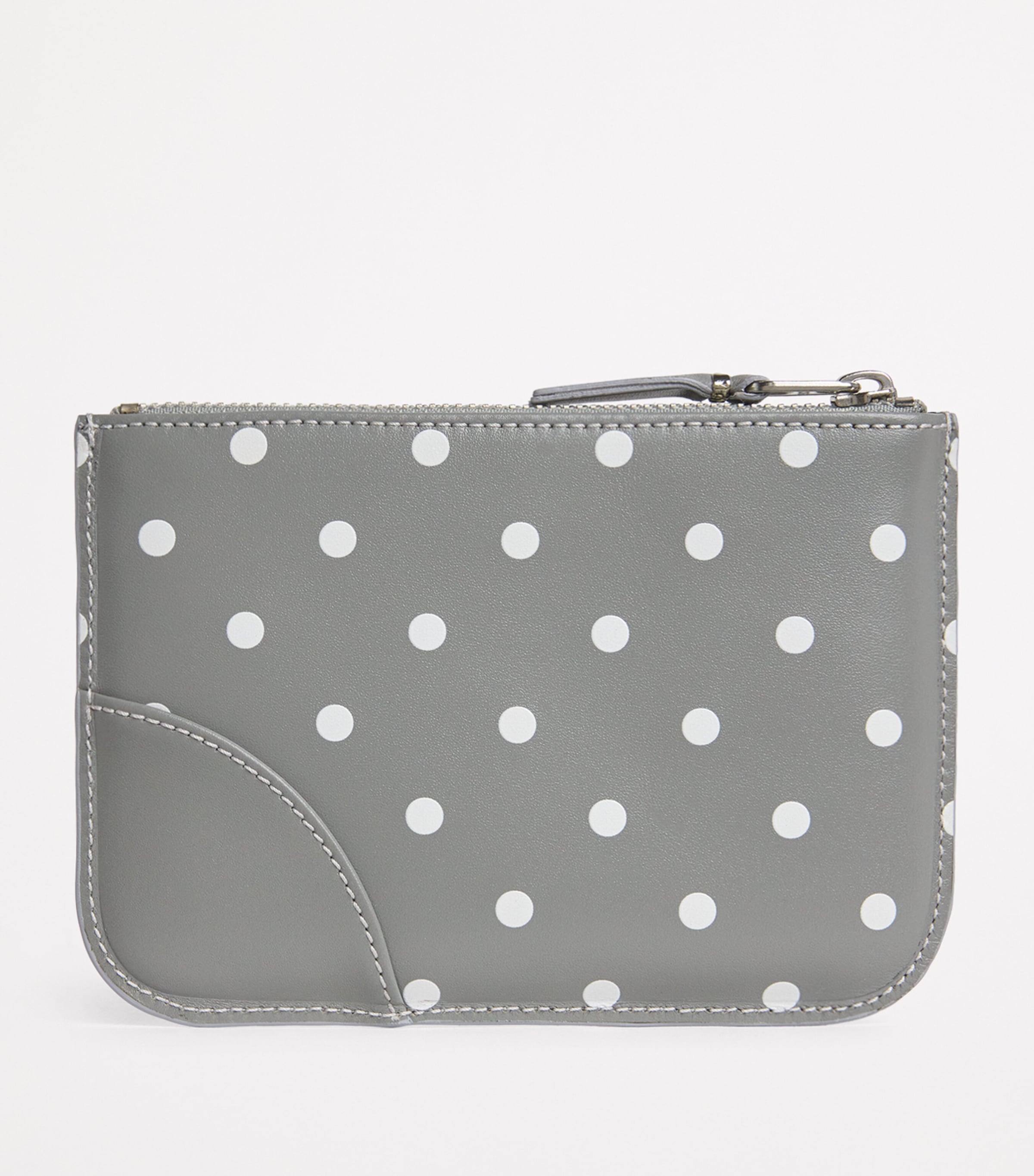 Leather Polka-Dot Zipped Pouch GREY Image 2