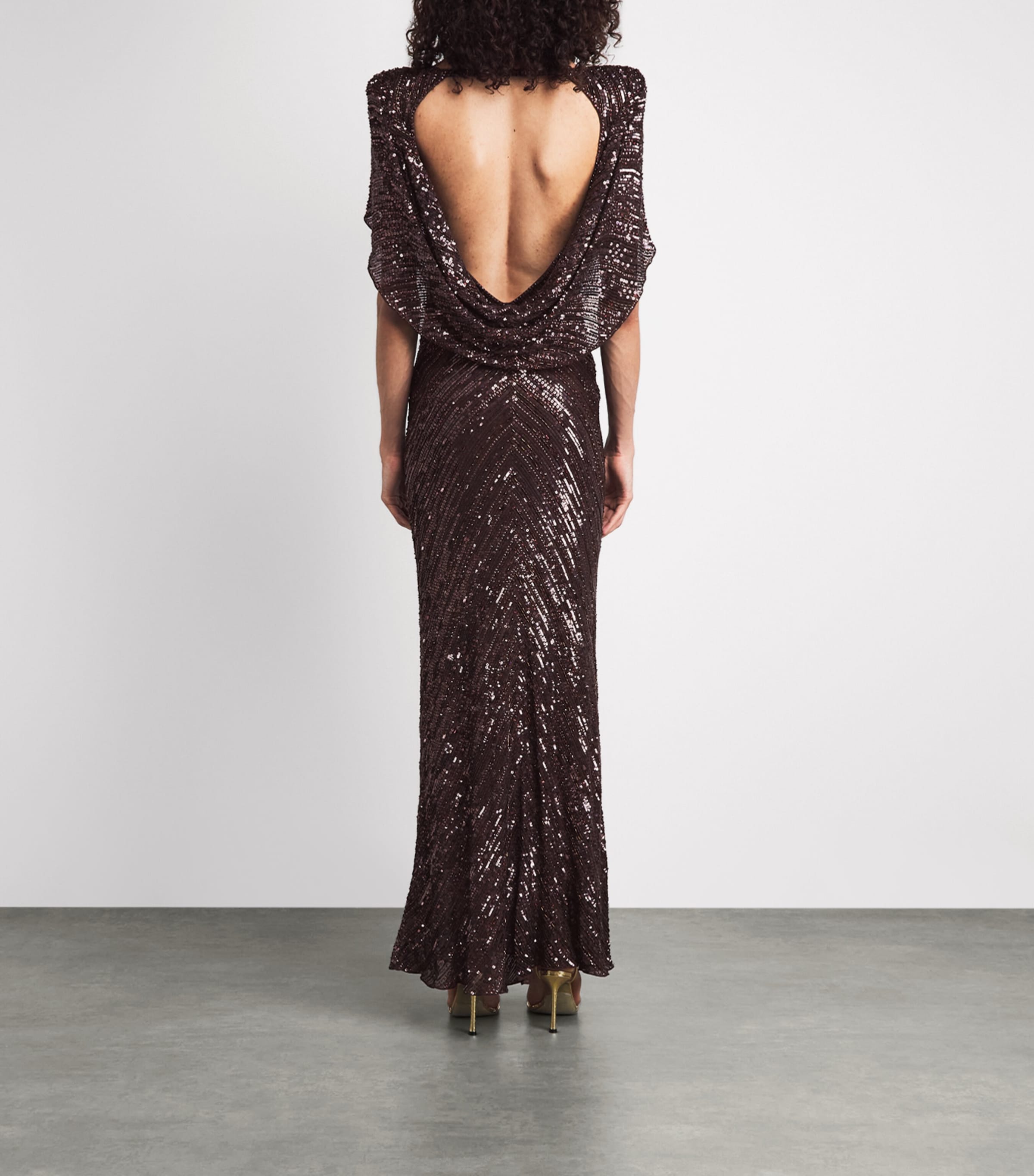 Jenny Packham Womens Sequin Sakari Gown Cacao Image 4