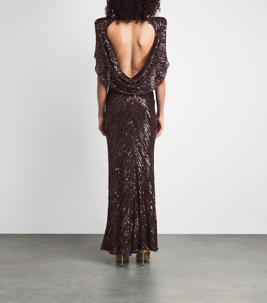 Jenny Packham Womens Sequin Sakari Gown Cacao Image 4