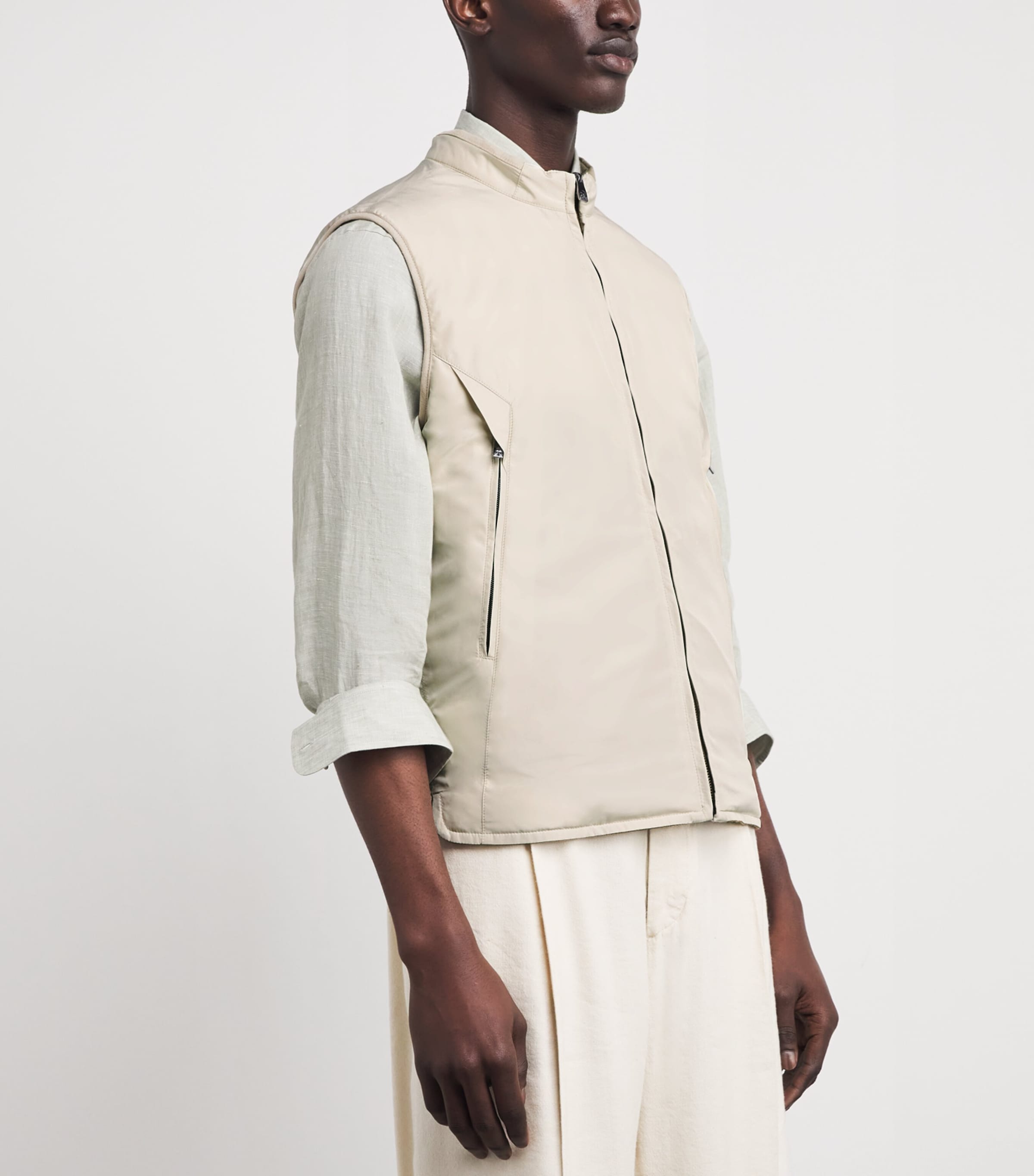 Corneliani Mens Reversible Padded Gilet Natural / Beige Image 6