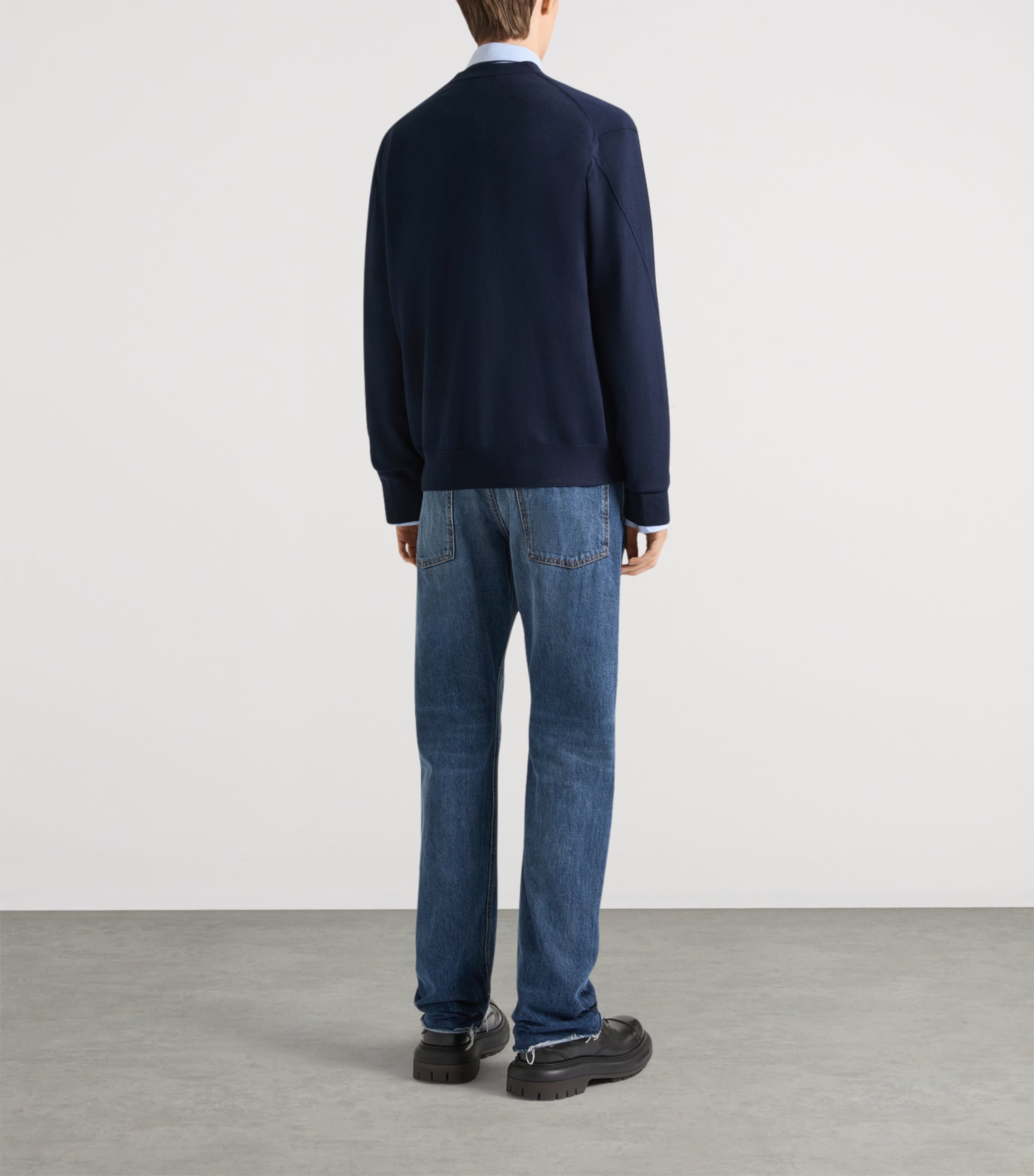 Givenchy Mens Wool Logo-Tab Cardigan Image 3