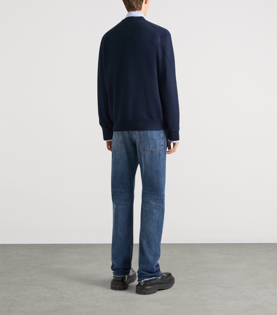 Givenchy Mens Wool Logo-Tab Cardigan Image 3