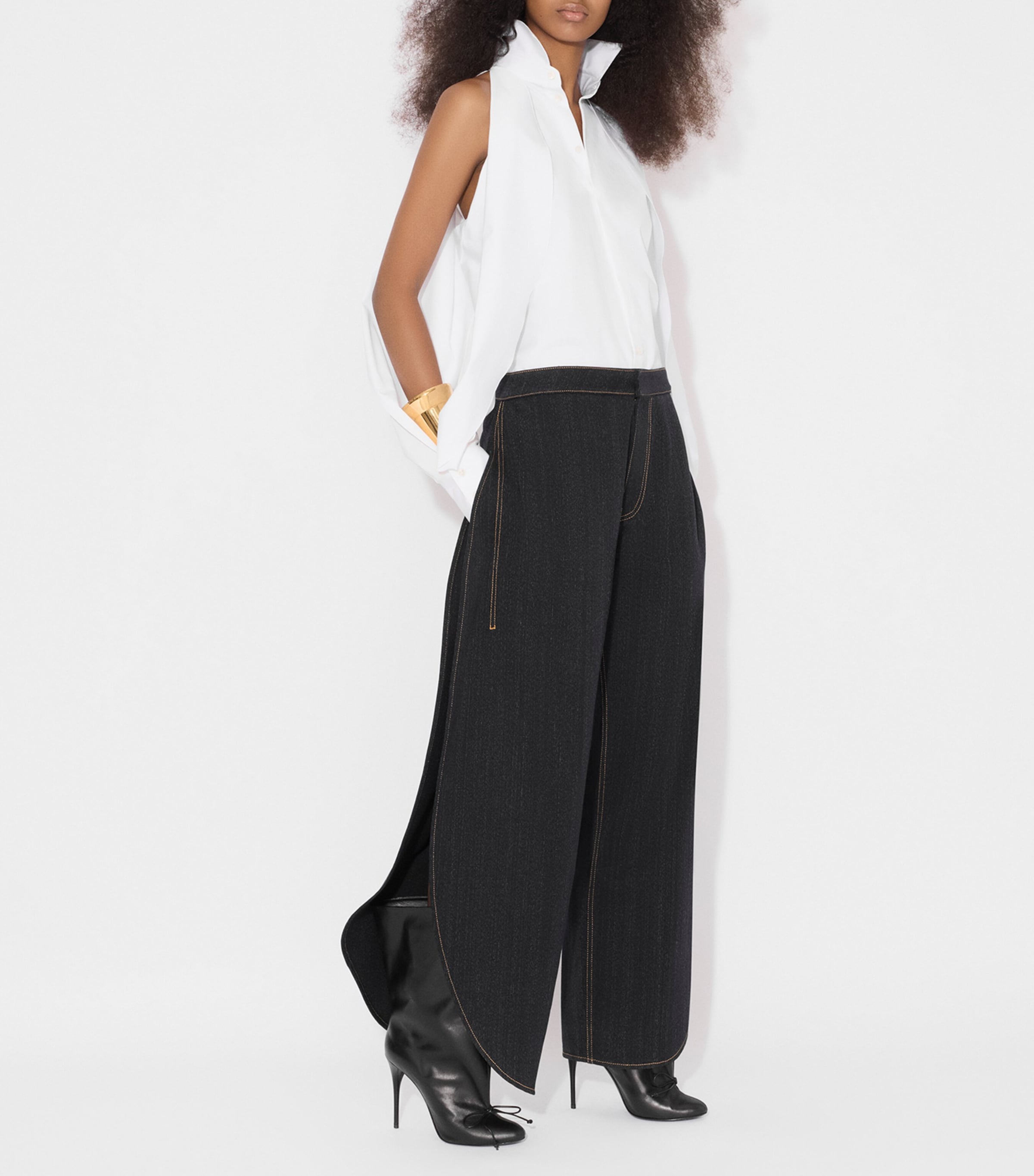 Cotton Balloon-Sleeve Shirt BLANC Image 4