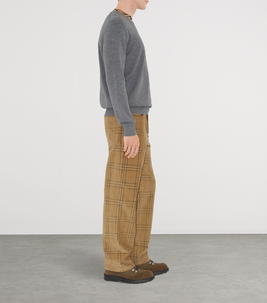 Wool Check-Trim Sweater GREY Image 3