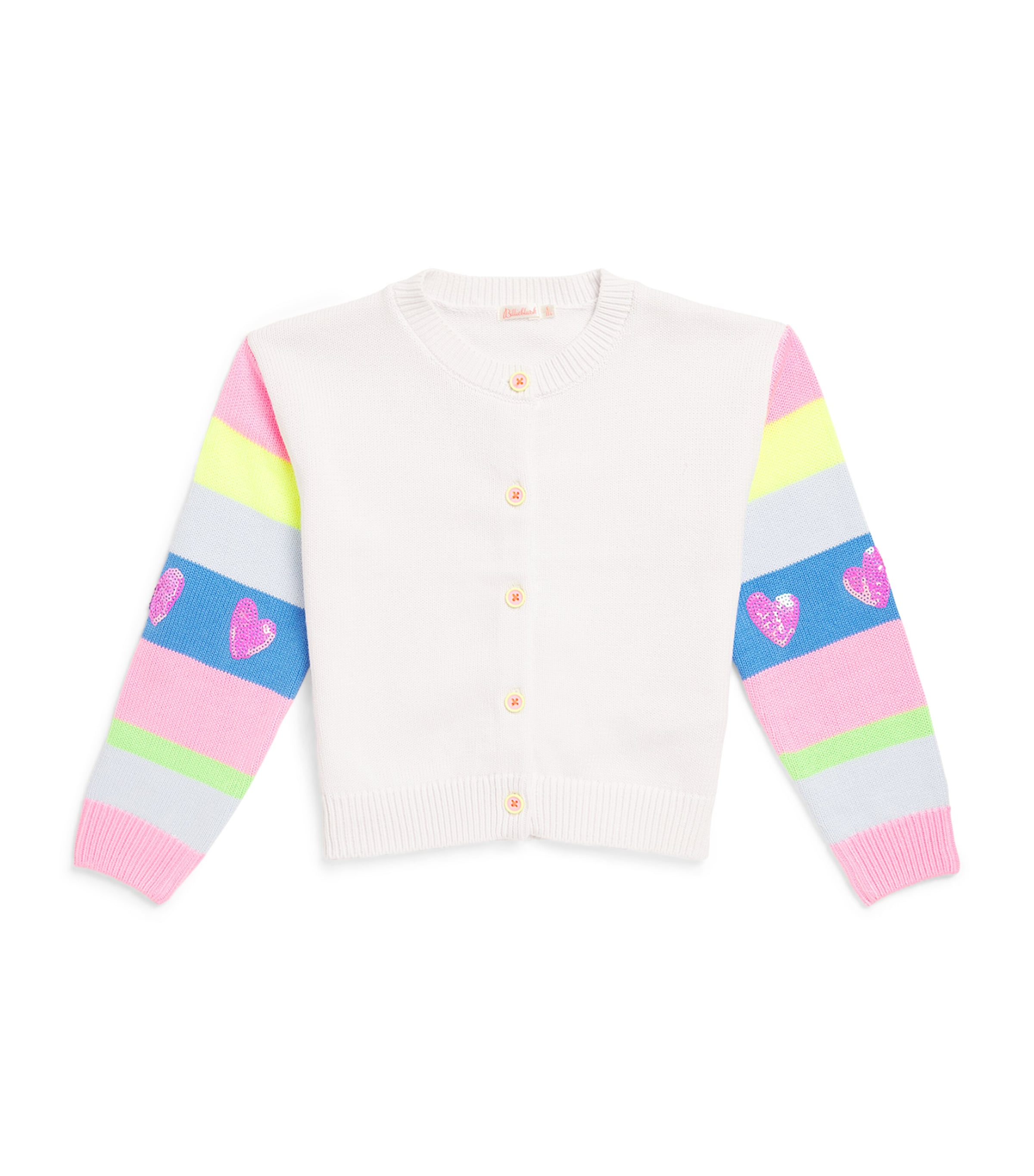 Billieblush Cotton Striped-sleeve Cardigan In White