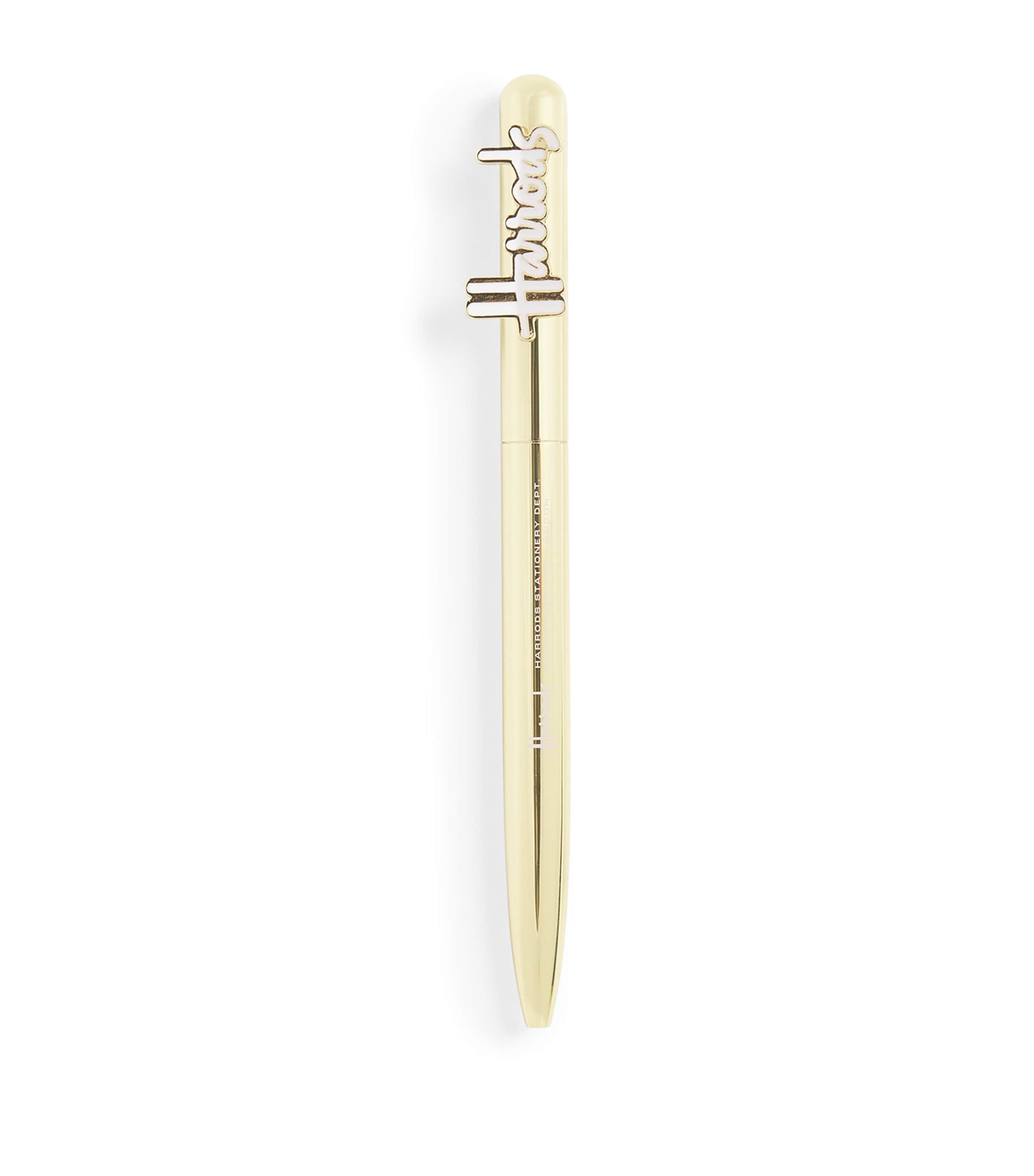 Harrods Logo Topper Ballpoint Pen In Gold