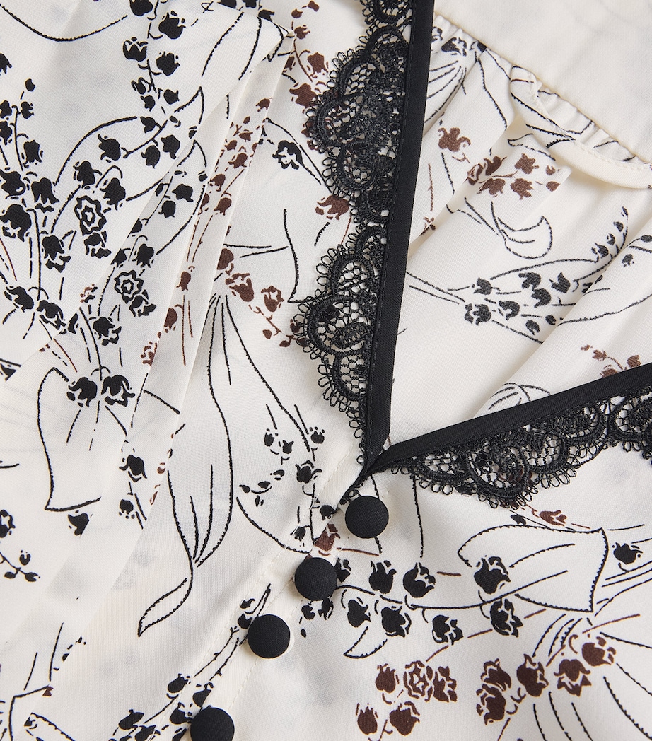 Silk Printed Tie-Detail Blouse LIGHT CREAM/BLACK Image 5