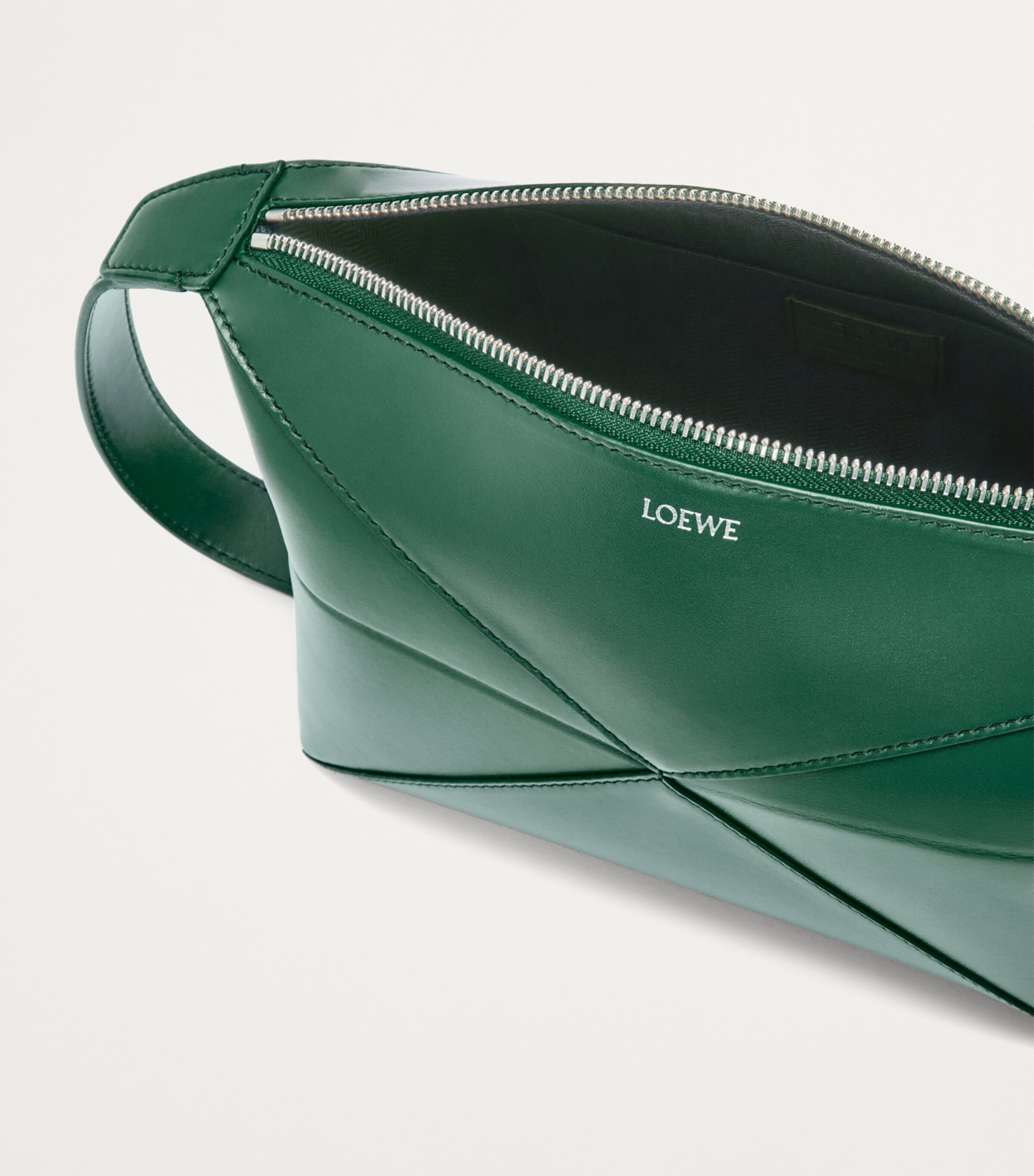 LOEWE Leather Puzzle Fold Wash Bag Evergreen Image 5