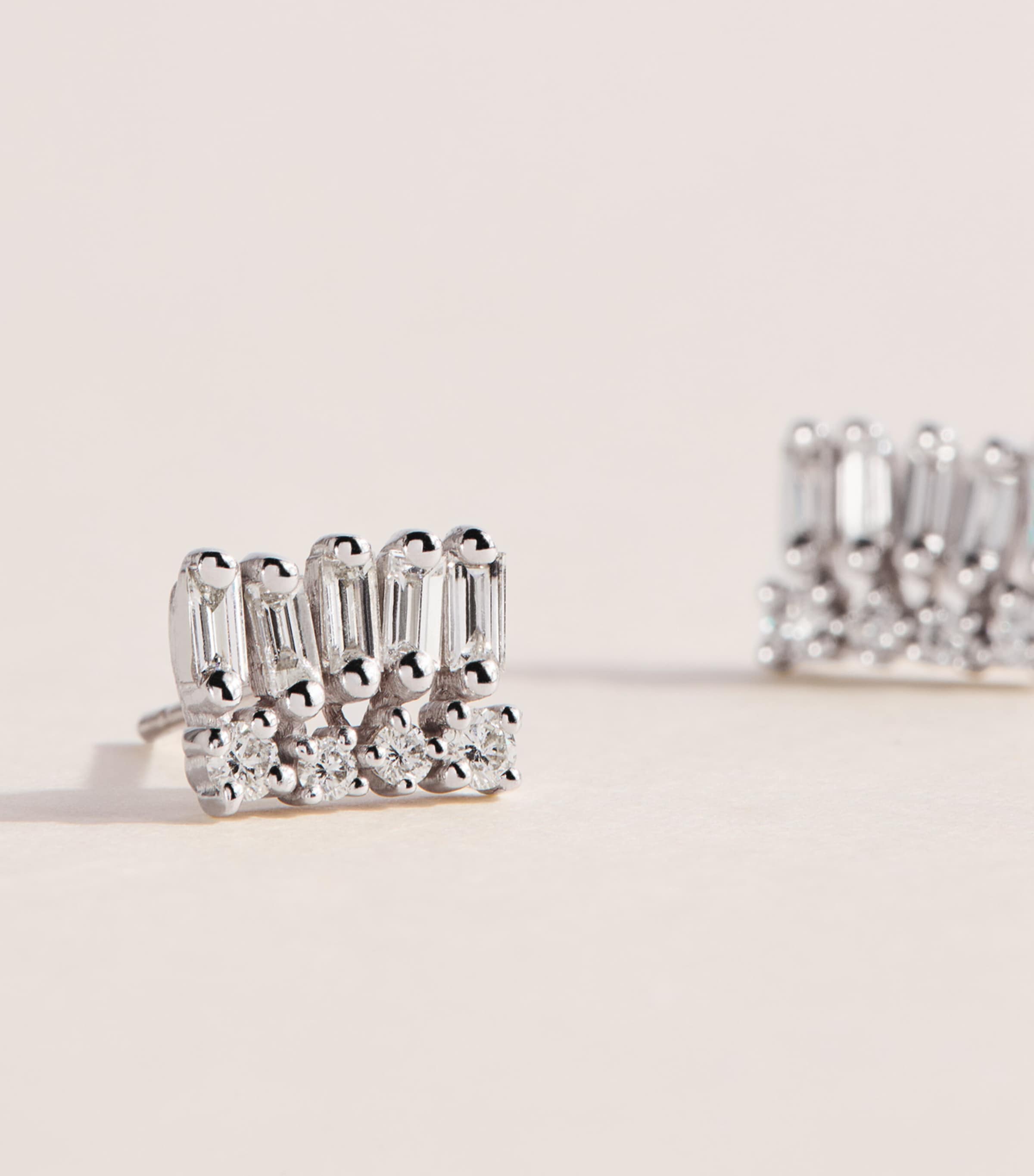 Suzanne Kalan White Gold and Diamond Short Stack Stud Earrings Wg/wd Image 4