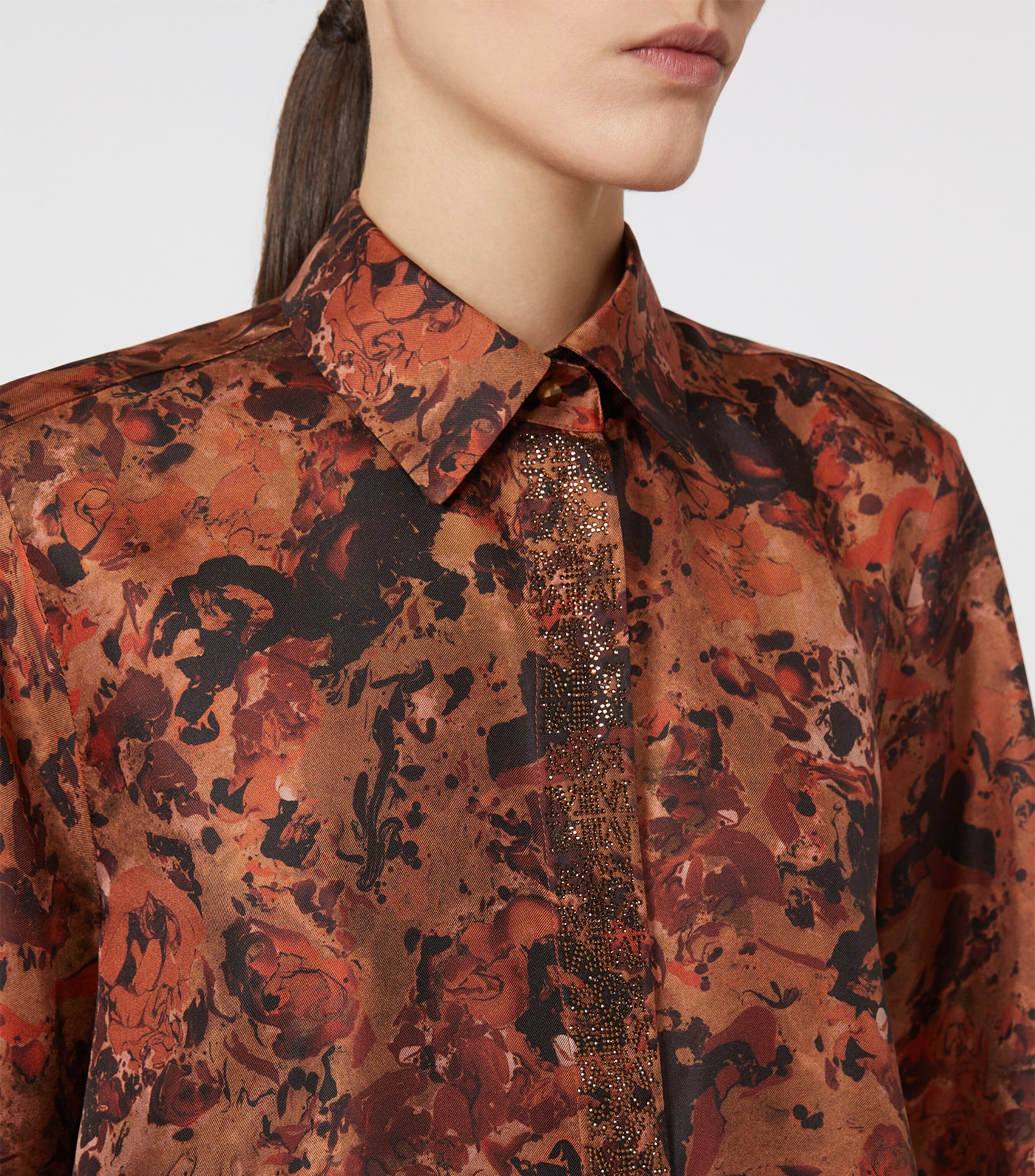 Silk Twill Printed Shirt TERRA COTTA Image 5