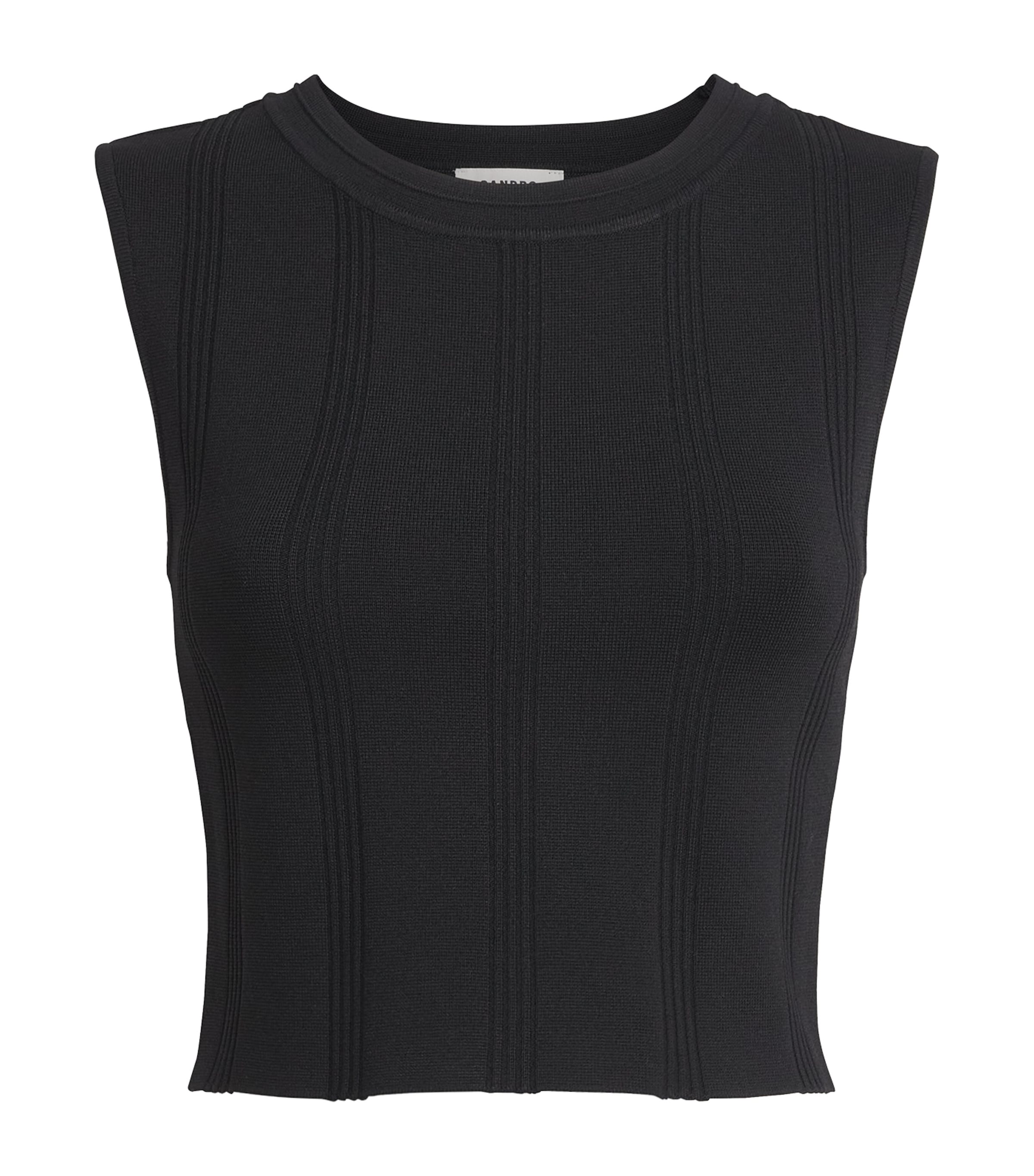 Sandro Paris Knitted Crop Top Black Image 1