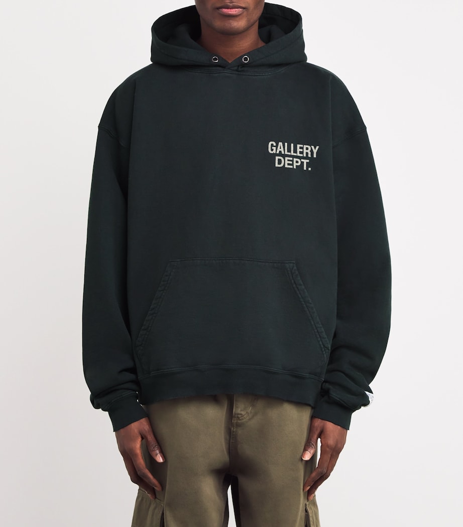 GALLERY DEPT. Mens Cotton Logo 90s Hoodie Vintage Black Image 4