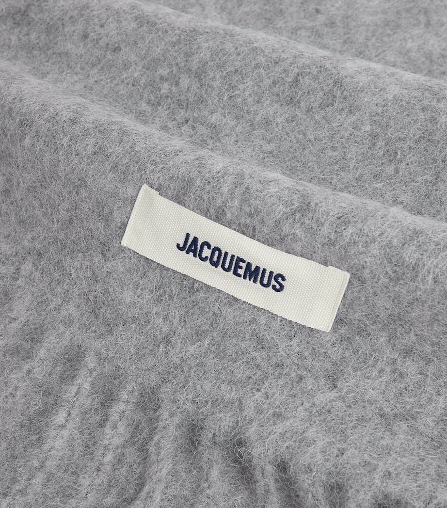 Mohair-Alpaca-Wool Logo Scarf 950-GREY Image 4
