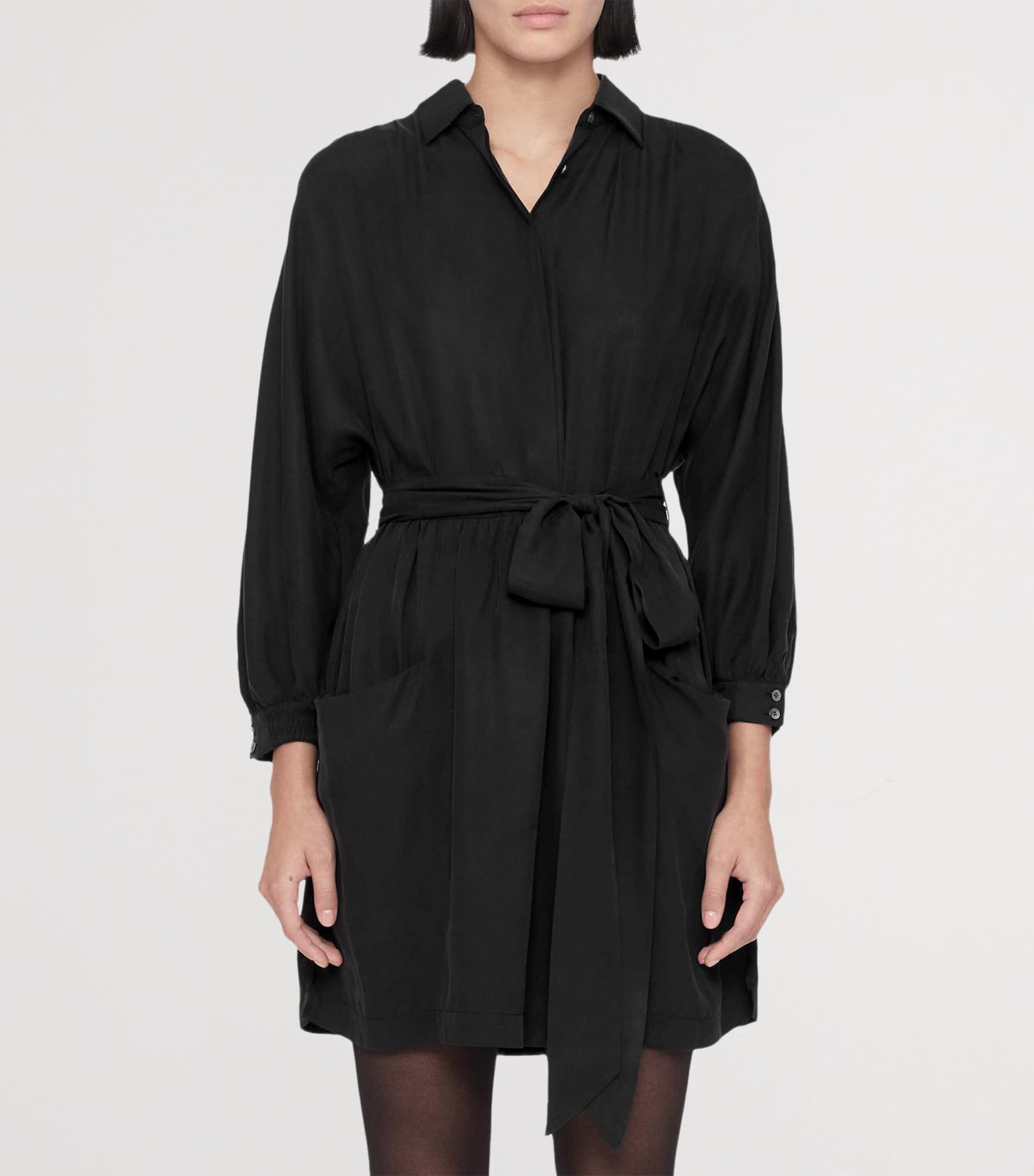 AllSaints Womens Noora Shirt Dress Washed Black Image 3