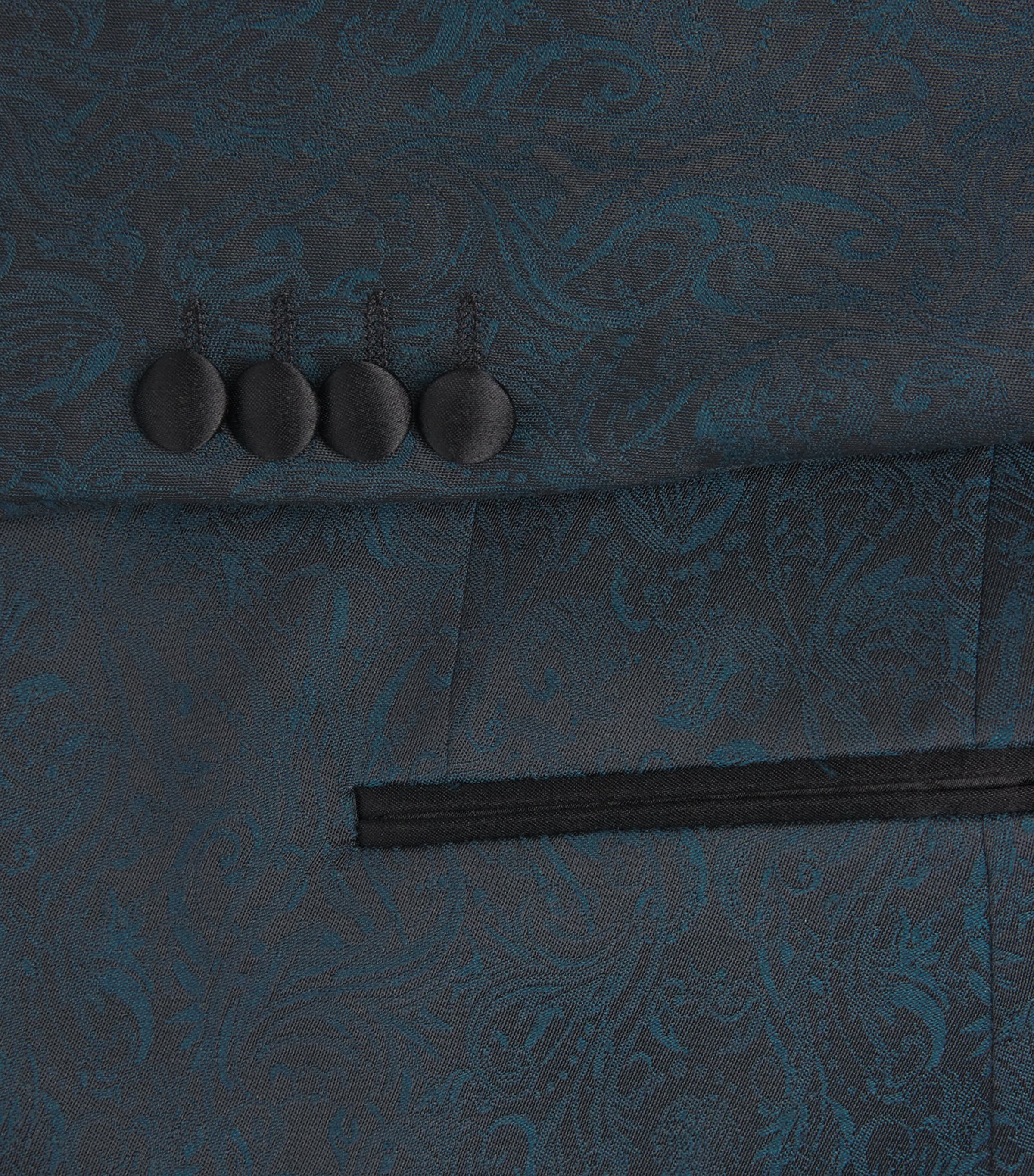 Floral Jacquard Dinner Jacket 15 TEAL BLUE Image 5