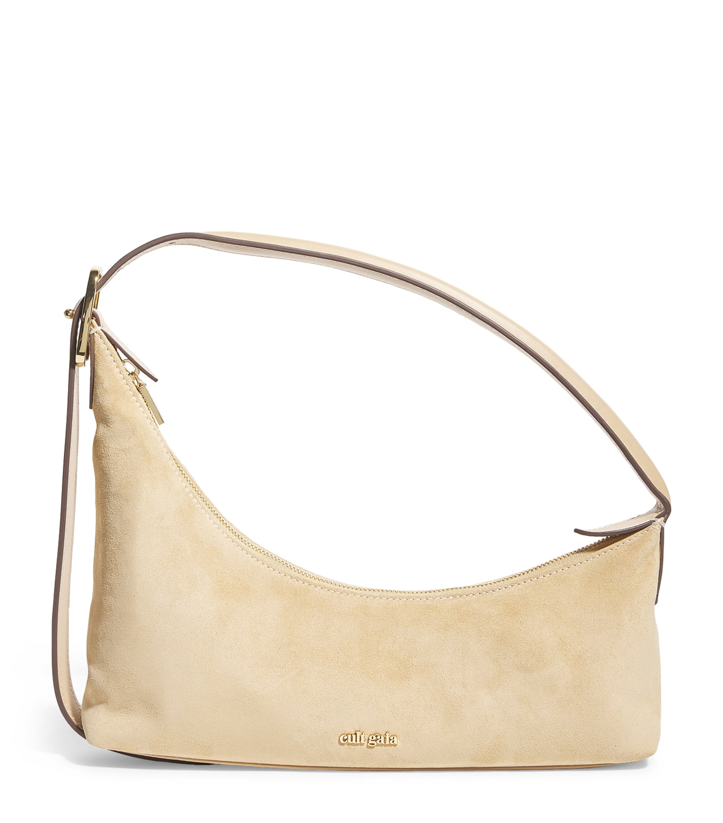 Cult Gaia Suede Lola Shoulder Bag In Beige