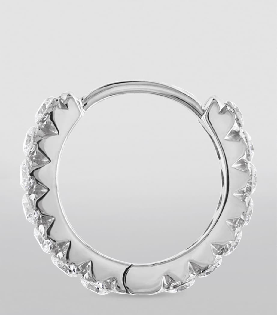 White Gold Invisible Set Diamond Eternity Hoop Earring (8mm) WHITE GOLD Image 3