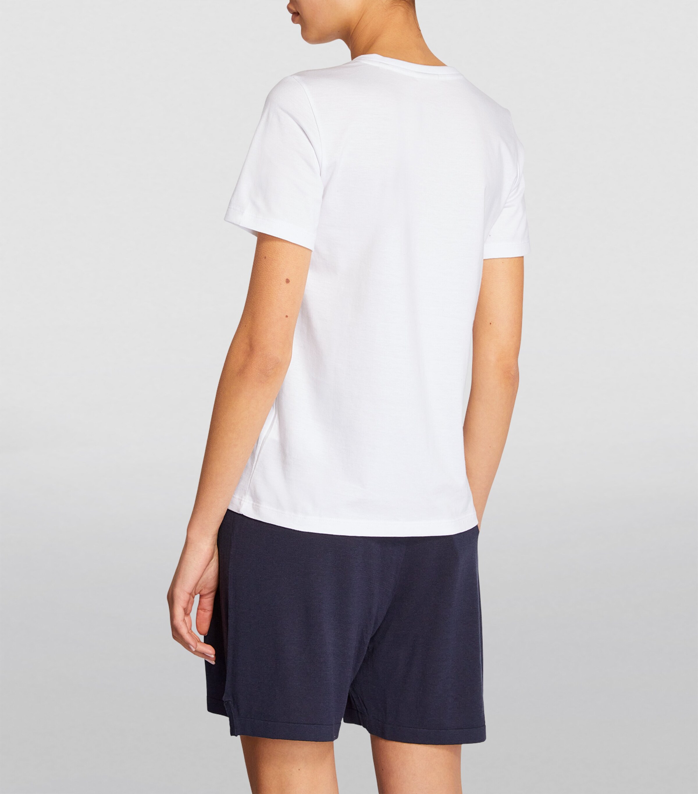 Falke Womens Pima Cotton V-Neck T-Shirt White Image 4