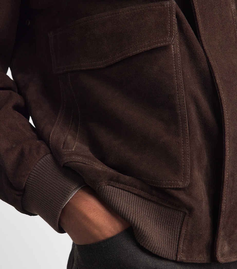 Arma Mens Suede Bari Jacket Charcoal Brown Image 3