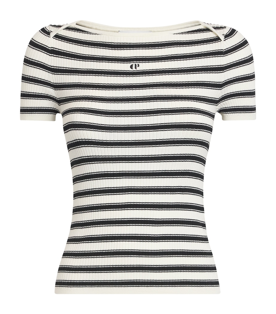 Striped Rib-Knit Top ECRU Image 1