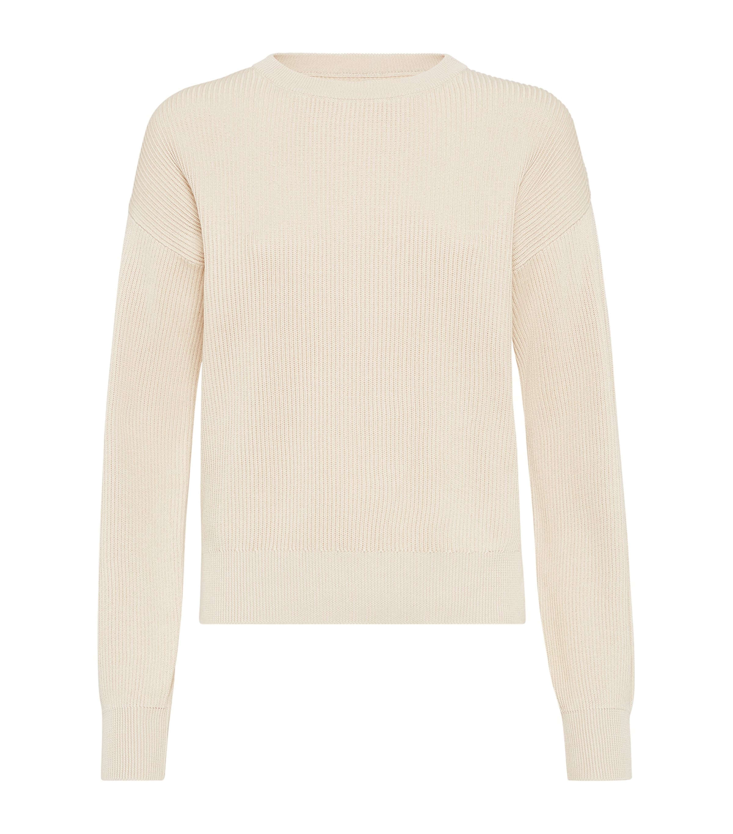 Brunello Cucinelli Beige Monili Cotton Sweater In Yellow