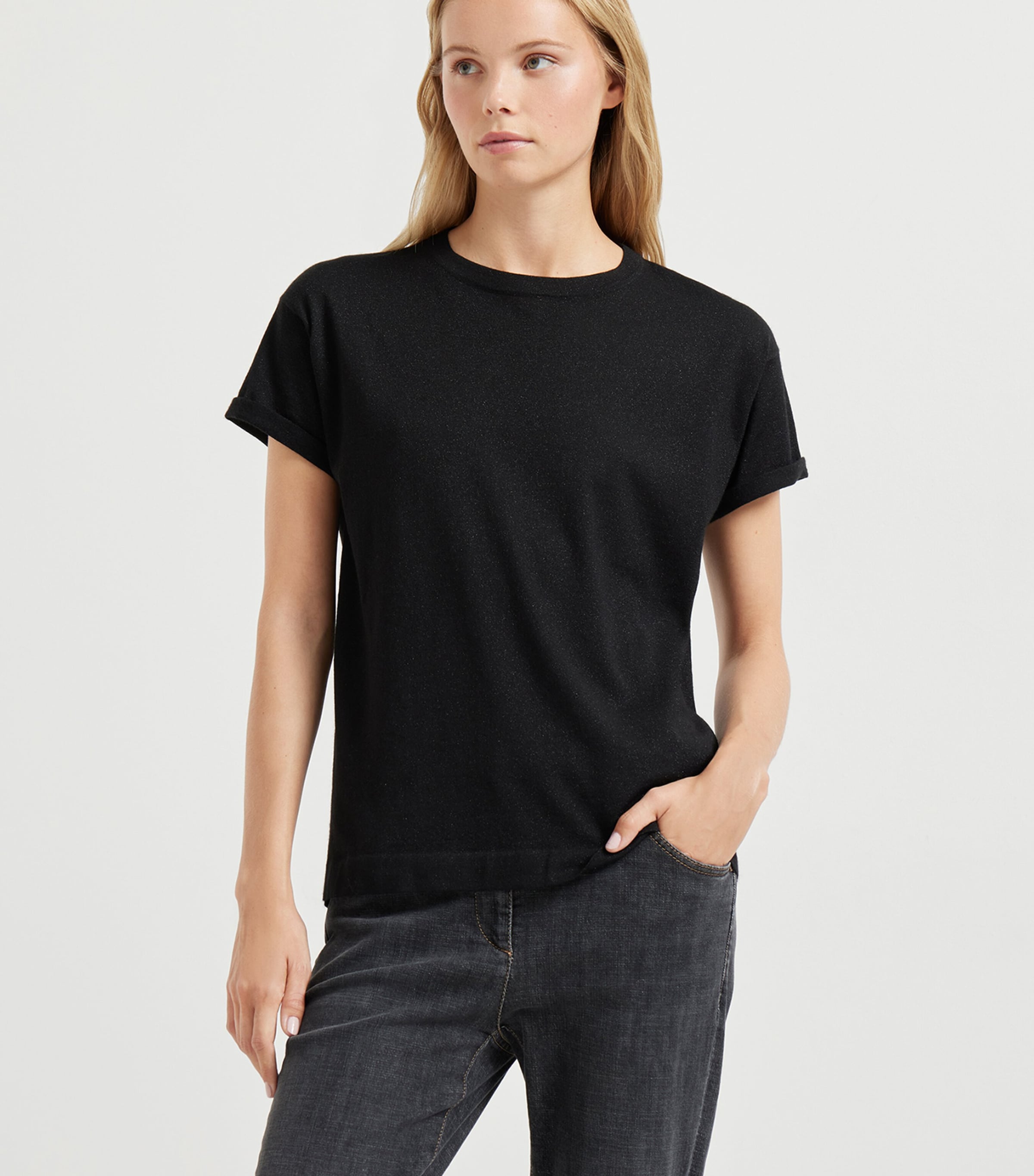 Brunello Cucinelli Womens Cashmere-Silk-Blend T-Shirt Image 2