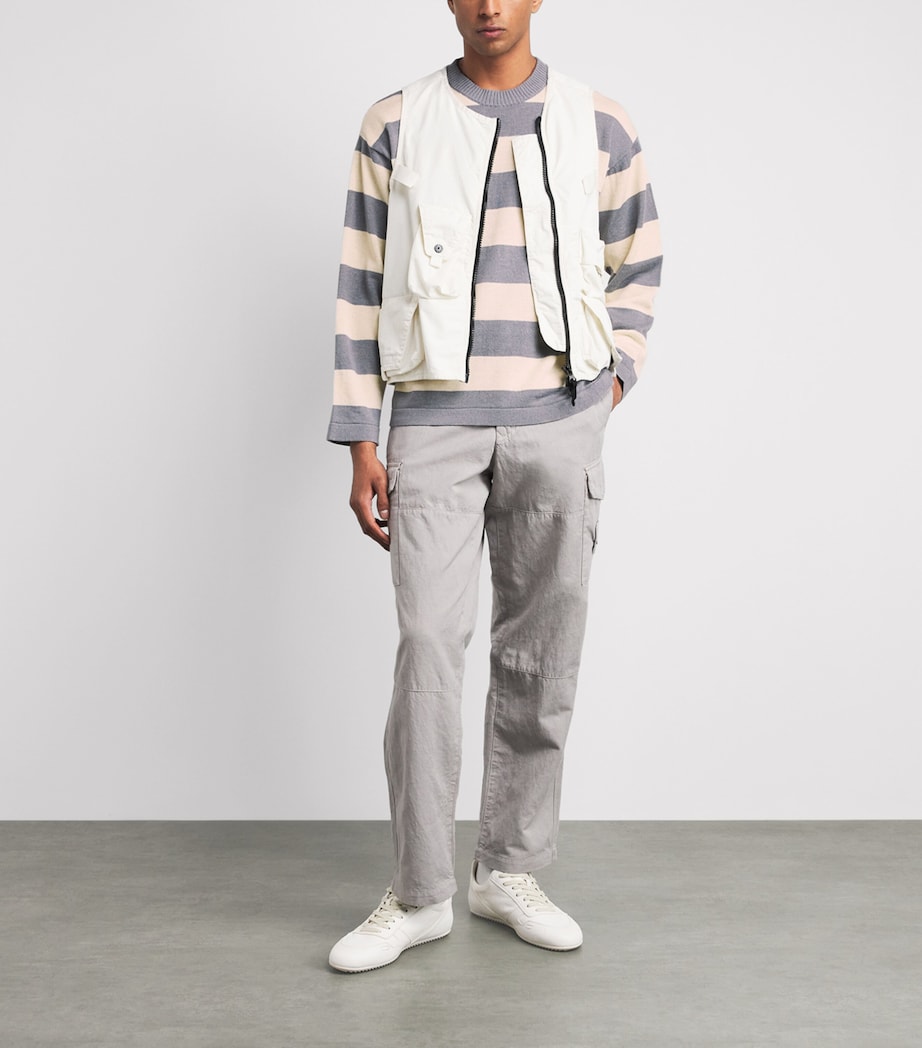 Stone Island Mens Cotton-Linen Stripe T-Shirt Image 2