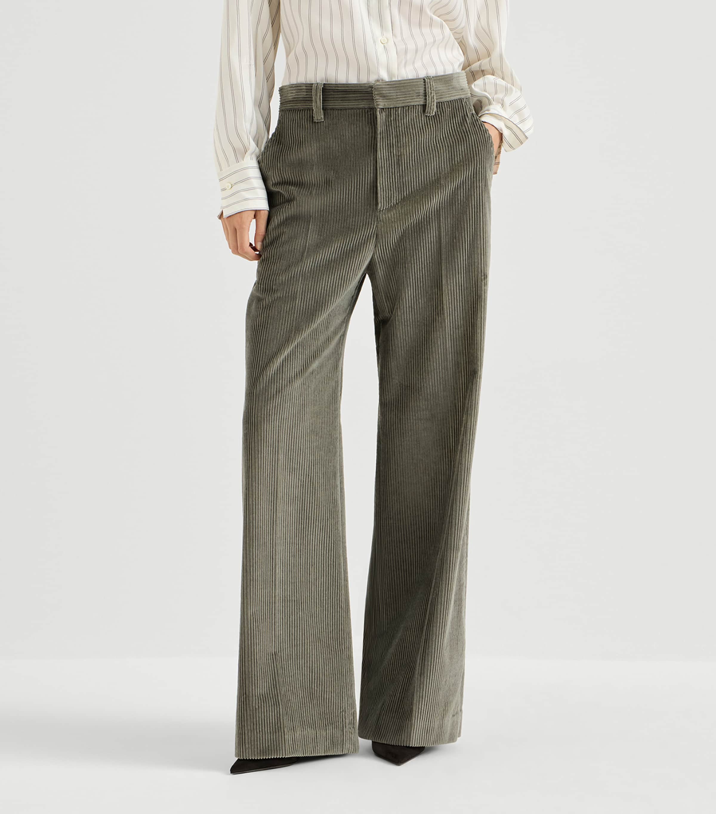 Brunello Cucinelli Womens Cotton Corduroy Tailored Trousers Image 2