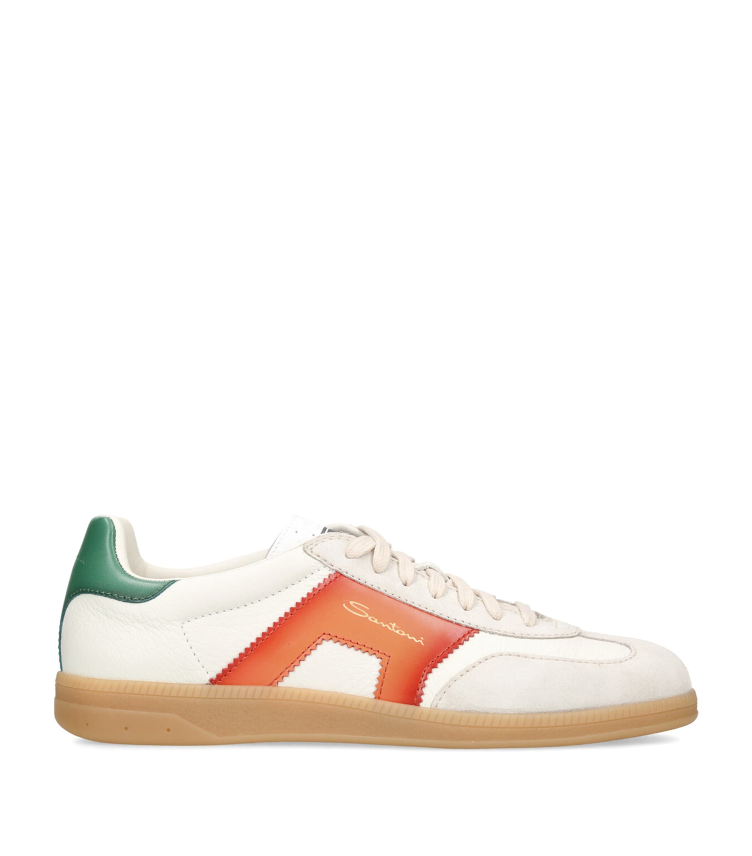 Santoni Double Buckle Sneaker In Leather In White