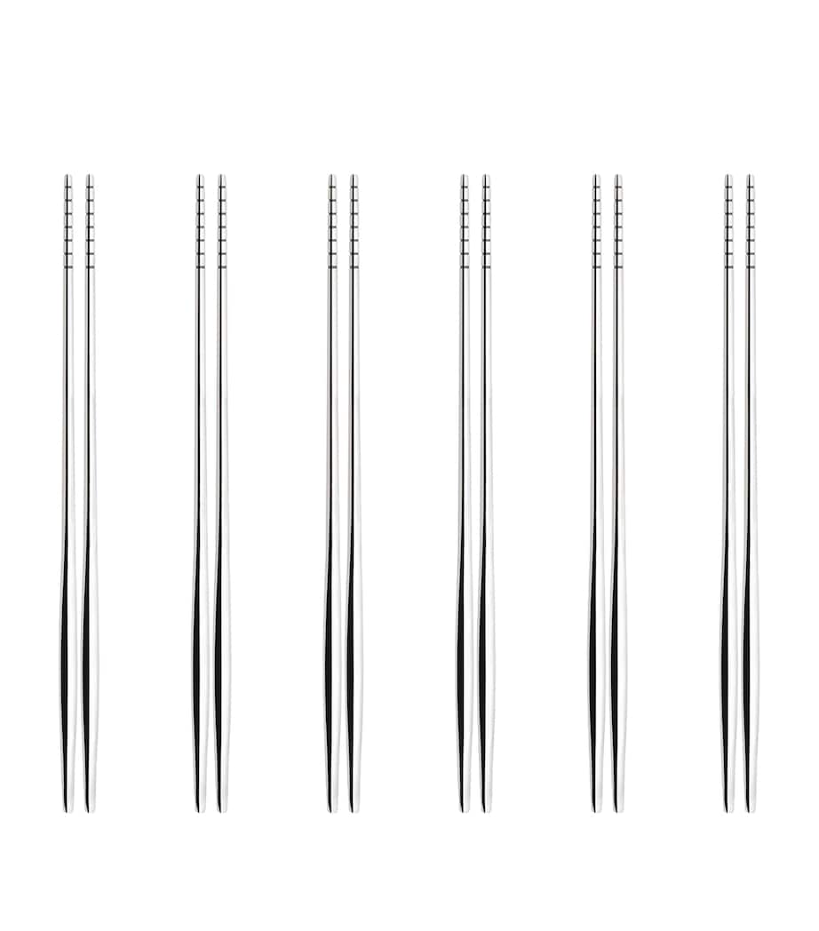 Set of 6 Stainless Steel Natura Chopsticks STEEL Image 1