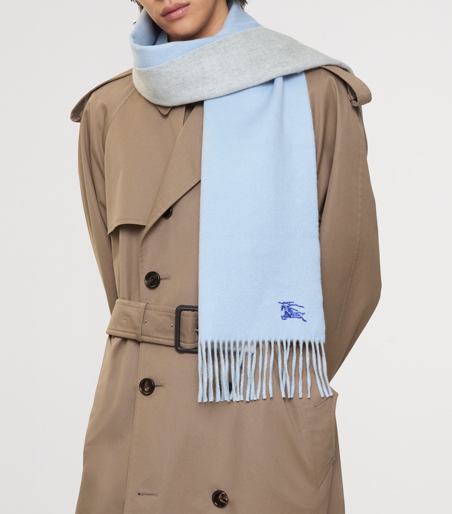 Cashmere Reversible EKD Scarf BANK BLUE/PALE GREY Image 5