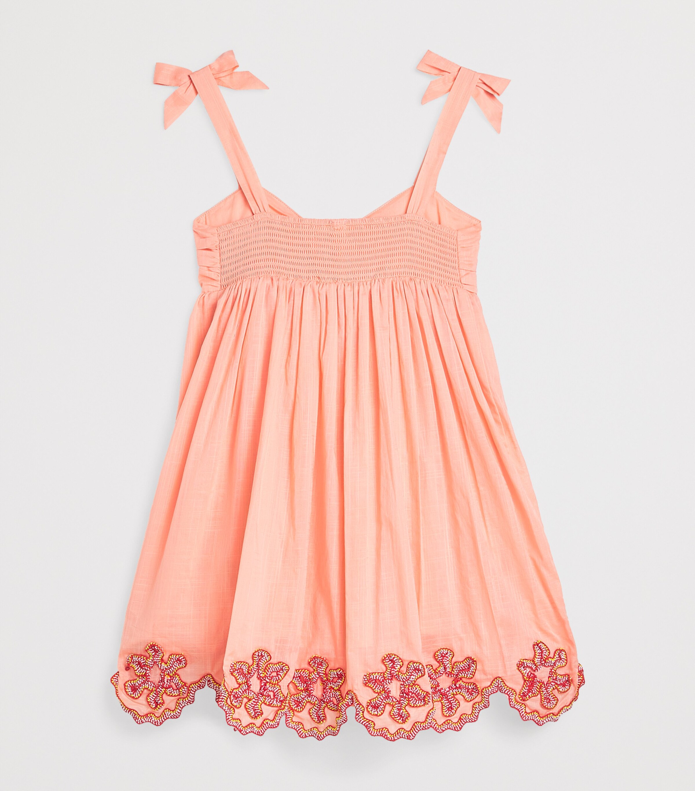 Cotton Cascadian Ric Rac Dress (2-12 Years) PEACH MULTI Image 2