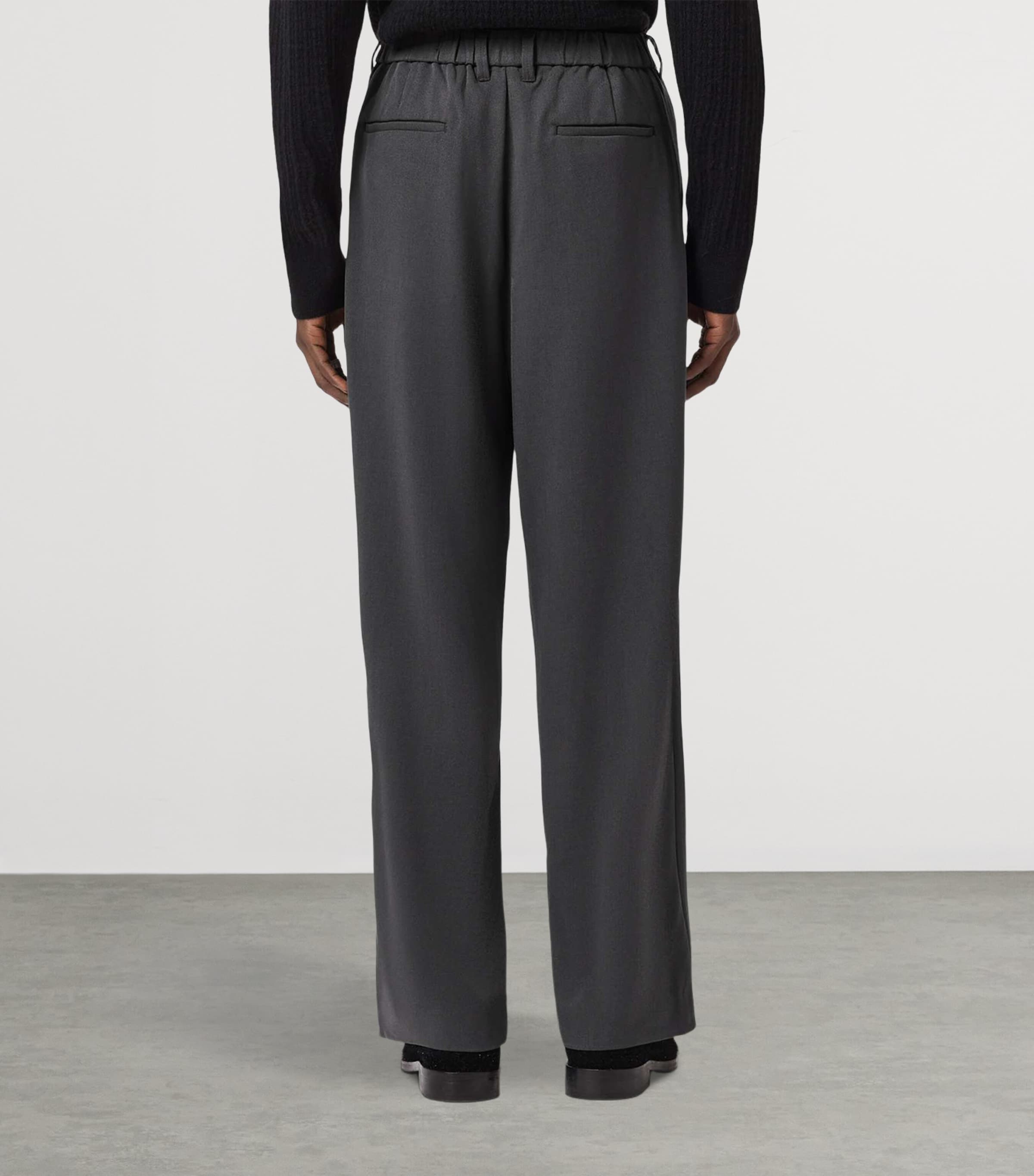 AllSaints Mens Wide-Leg Halla Trousers Charcoal Grey Image 6