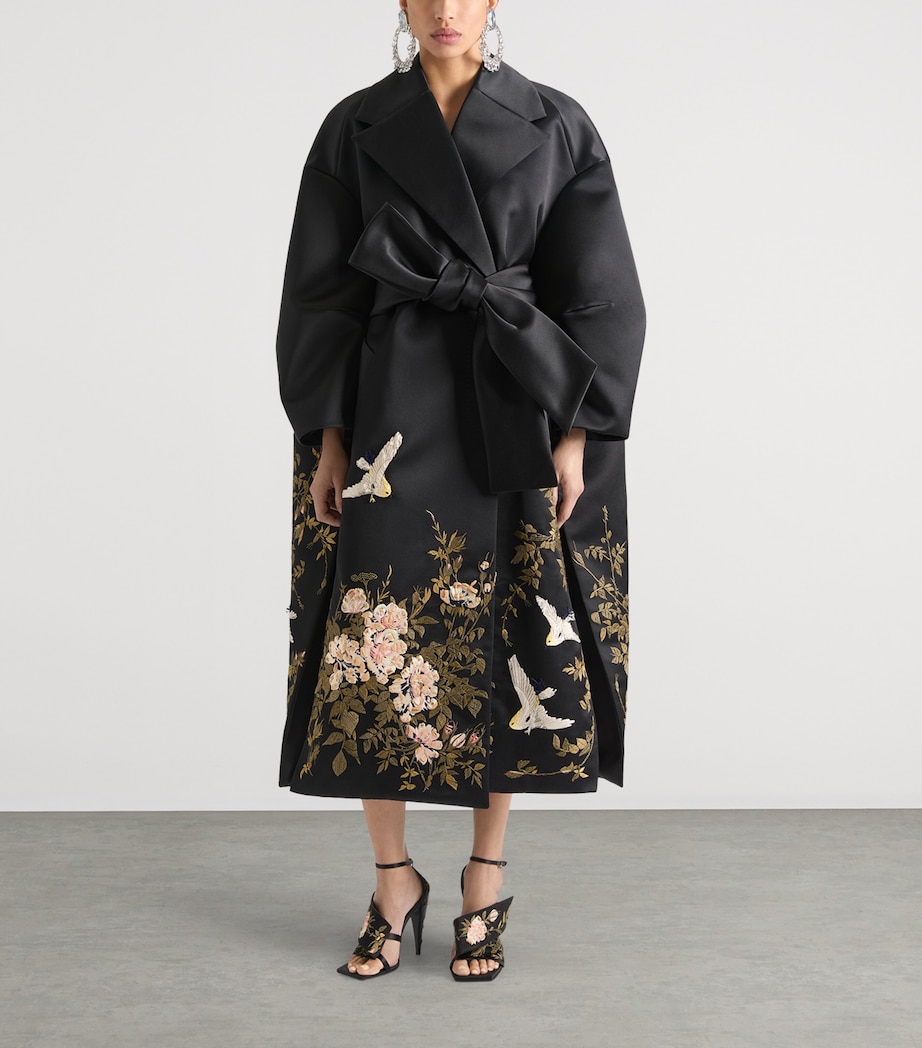 Leather Twisted Ribbon Heeled Sandals 95 BLACK Image 2